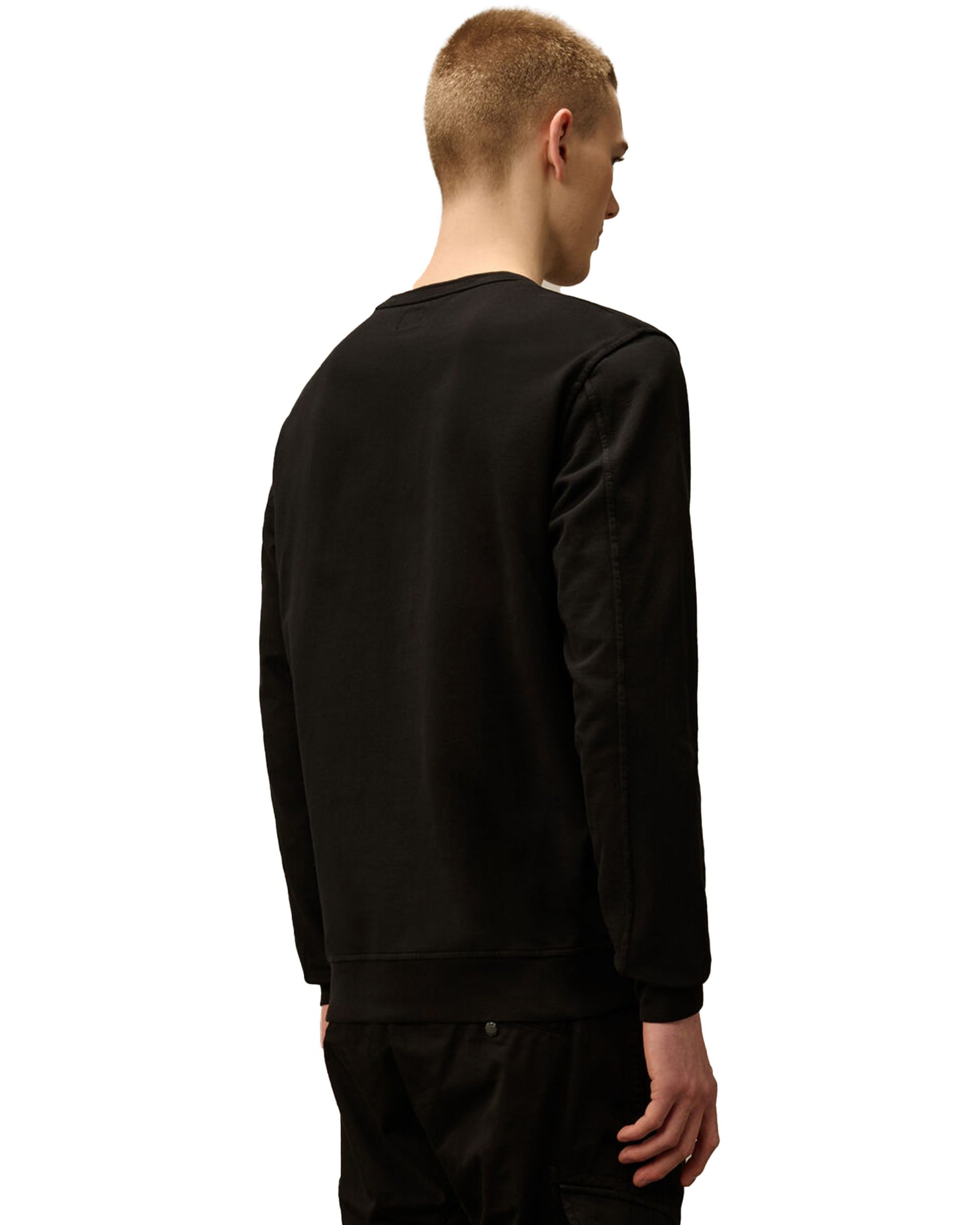 Felpa Uomo CP Company Light Fleece Crew Neck Sweatshirt Black