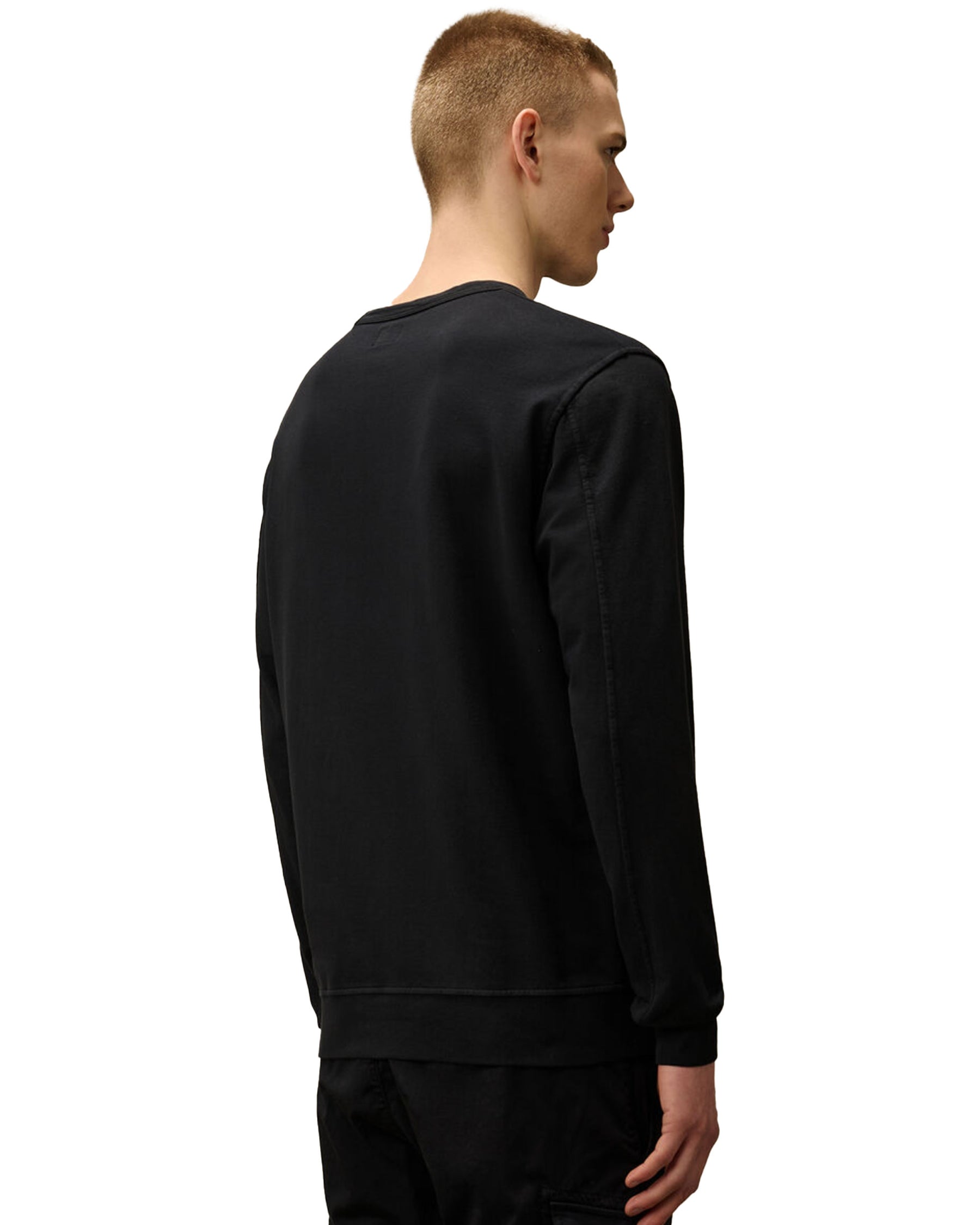 Felpa Uomo CP Company Light Fleece Crew Neck Sweatshirt Total Eclipse Blu