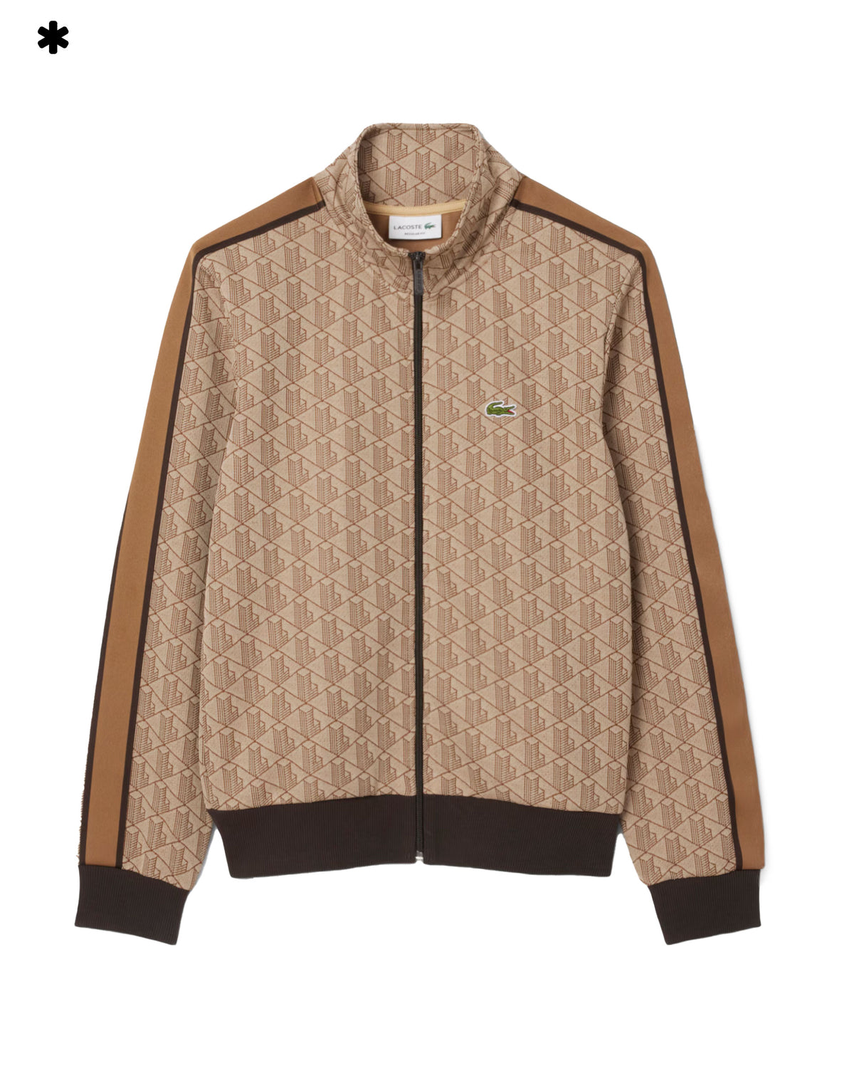 Felpa Lacoste Full Zip Monogramma Beige
