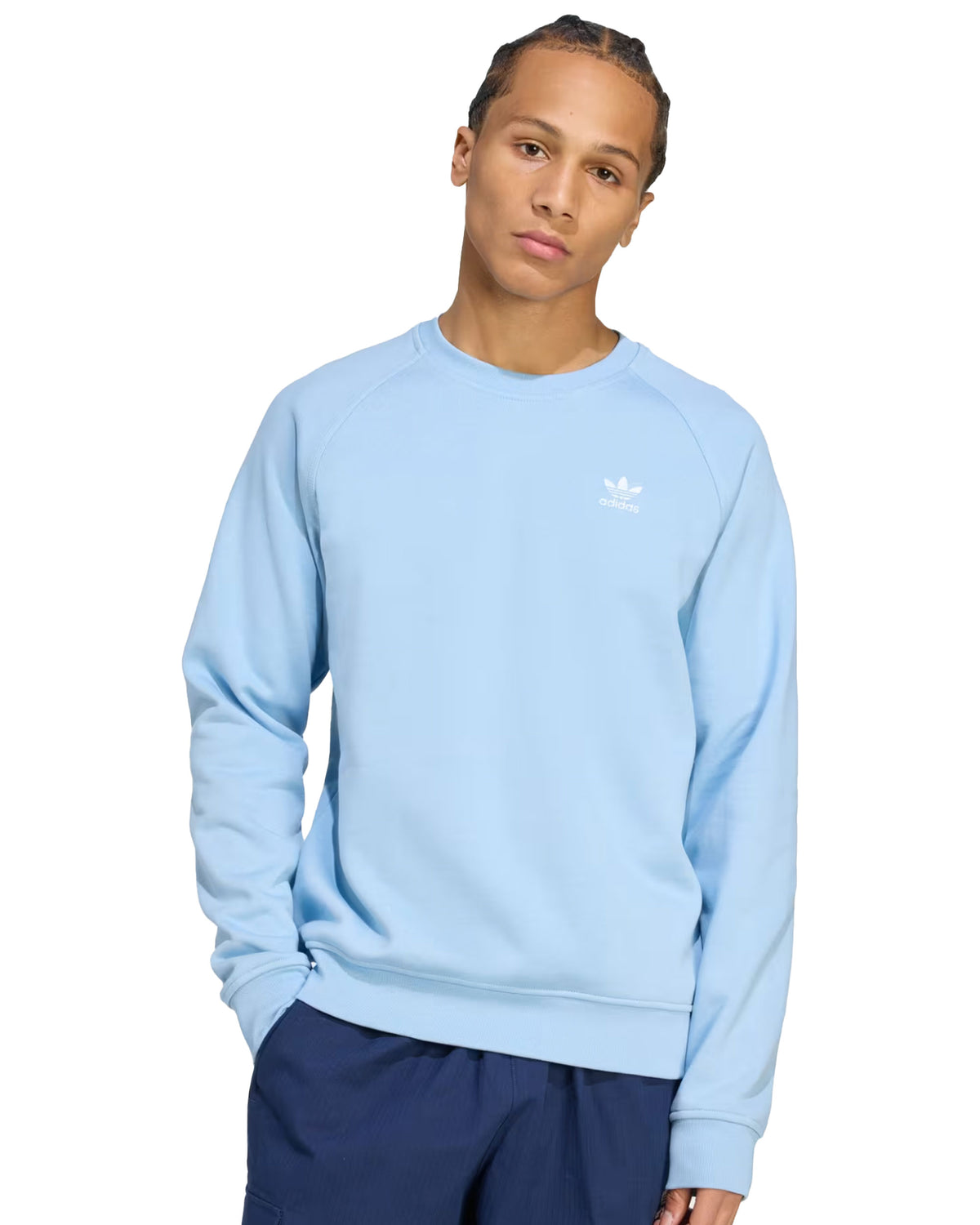 Felpa Uomo Adidas Basic Logo Celeste