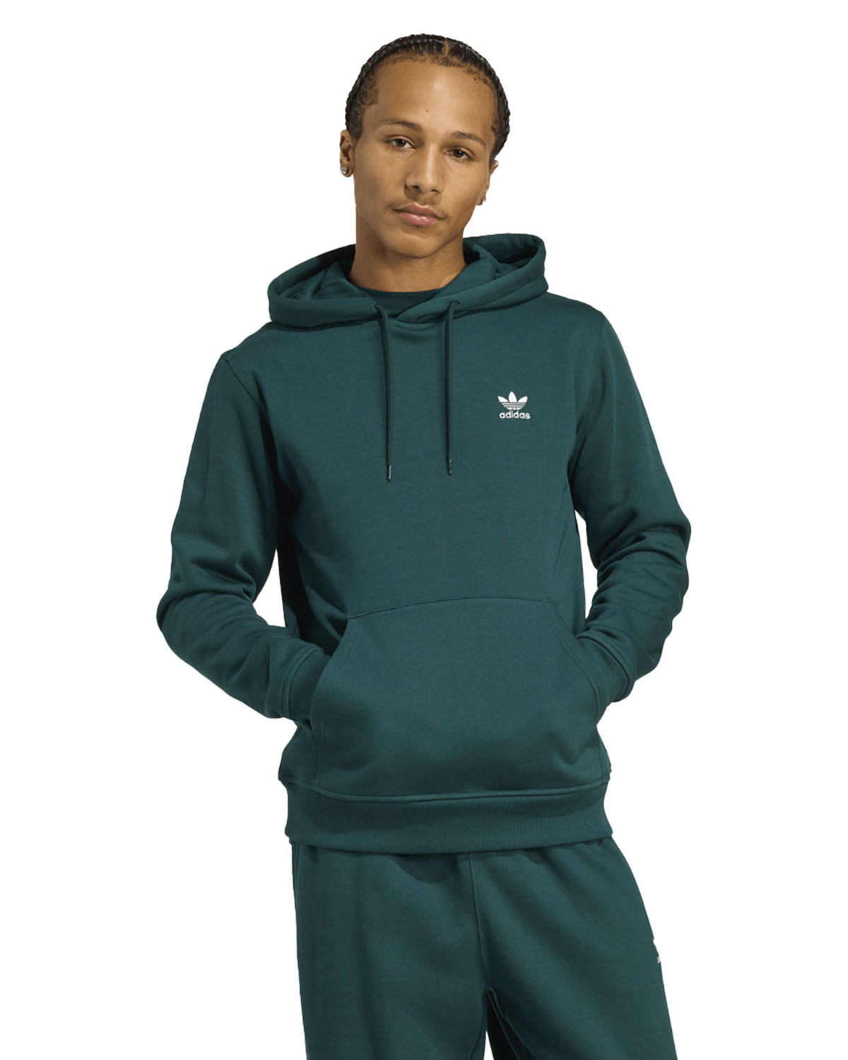 Felpa Uomo Adidas Basic Logo Verde