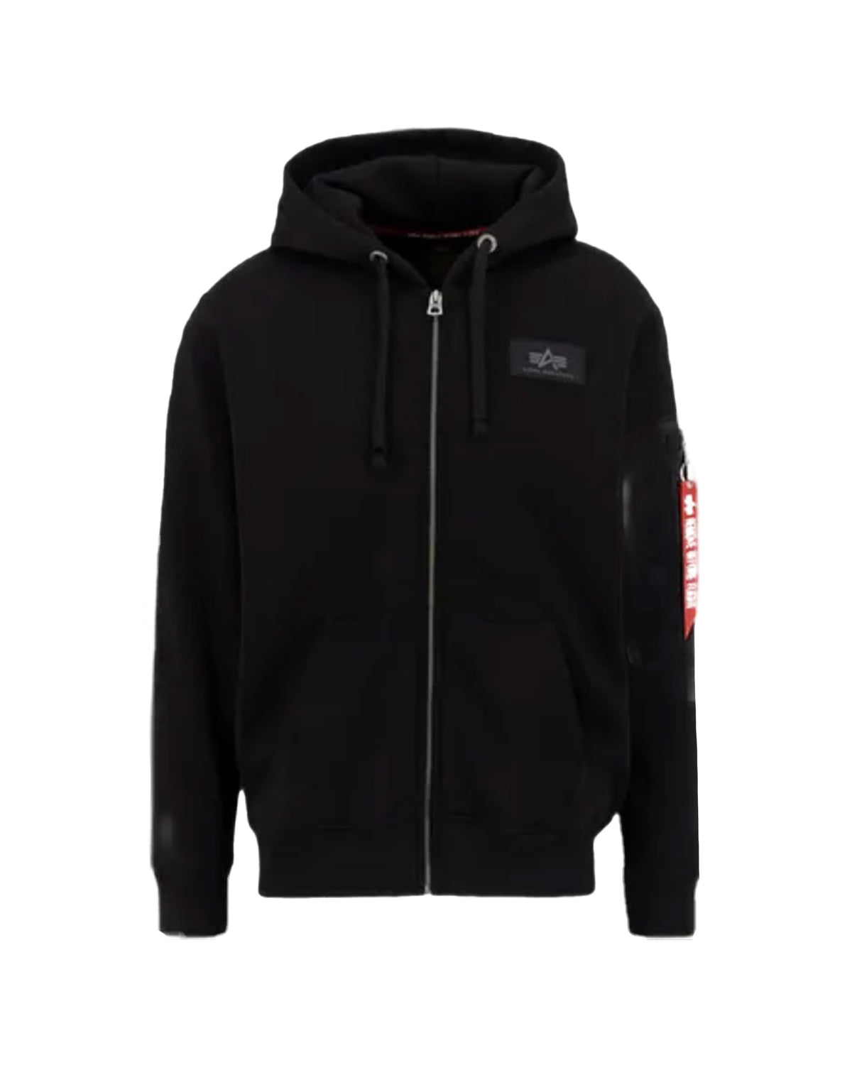 Felpa Uomo Alpha Industries Back Print Zip Hoody Nero