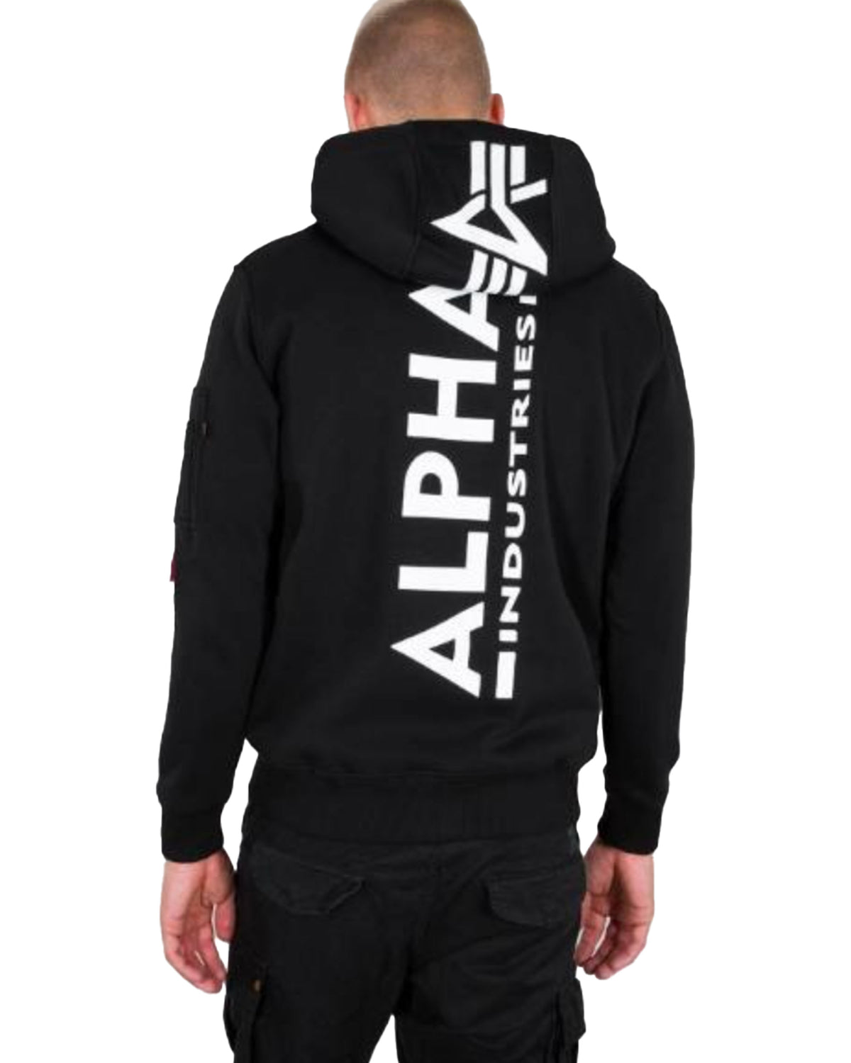Felpa Uomo Alpha Industries Back Print Zip Hoody Nero