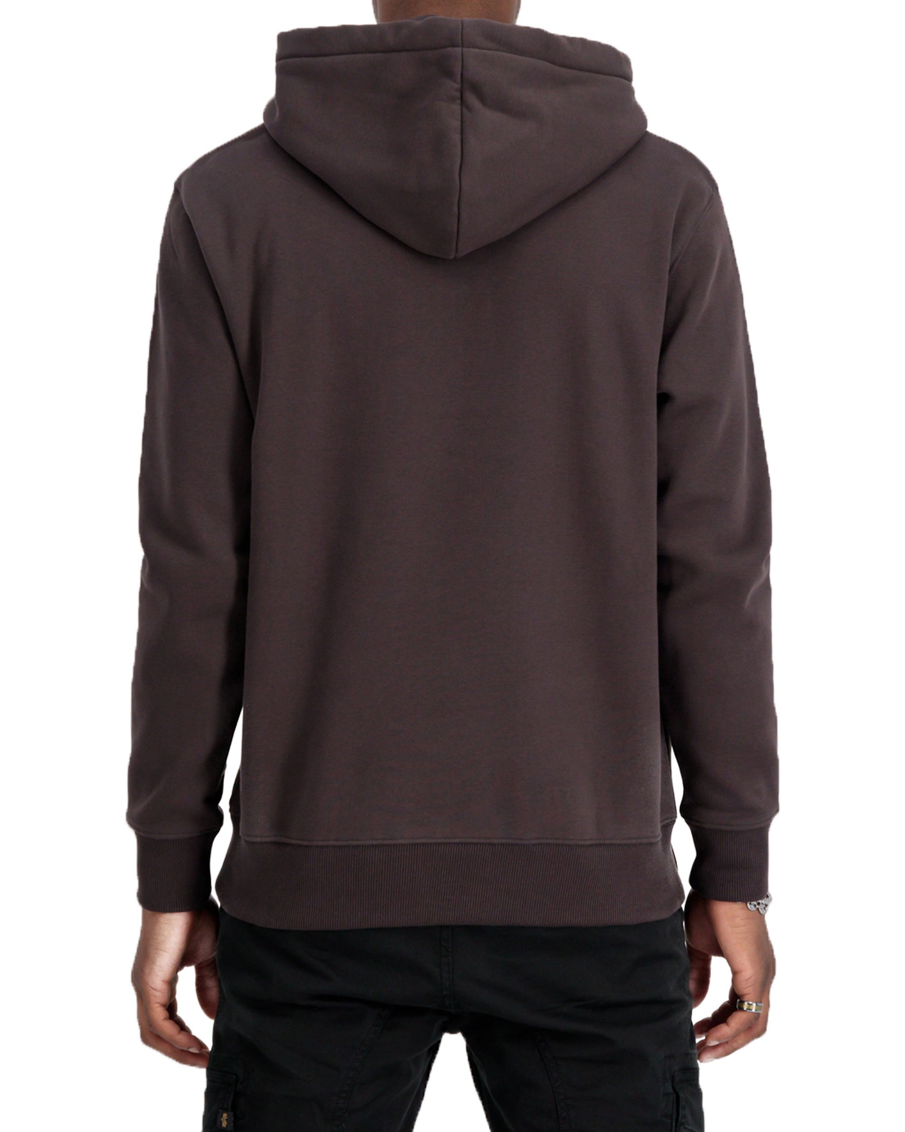 Felpa Uomo Alpha Industries Basic Hoody Small Logo Hunter Brown