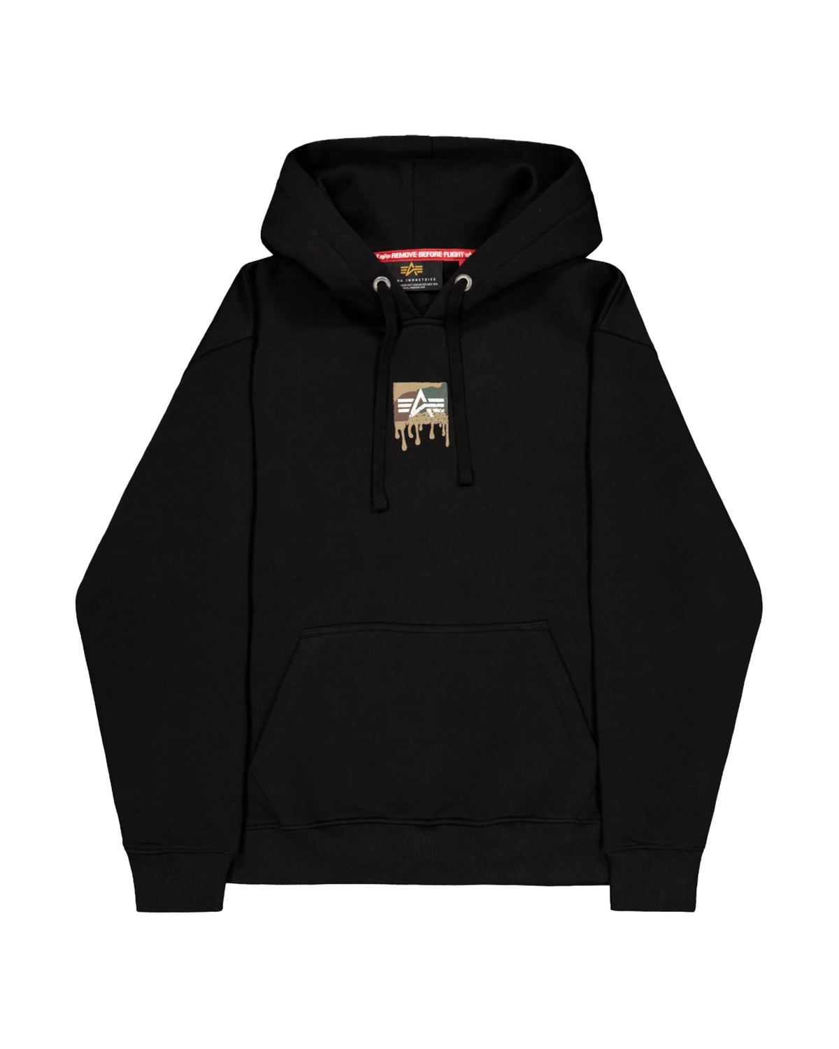 Felpa Uomo Alpha Industries Dripping Camo Print Hoodie Nero