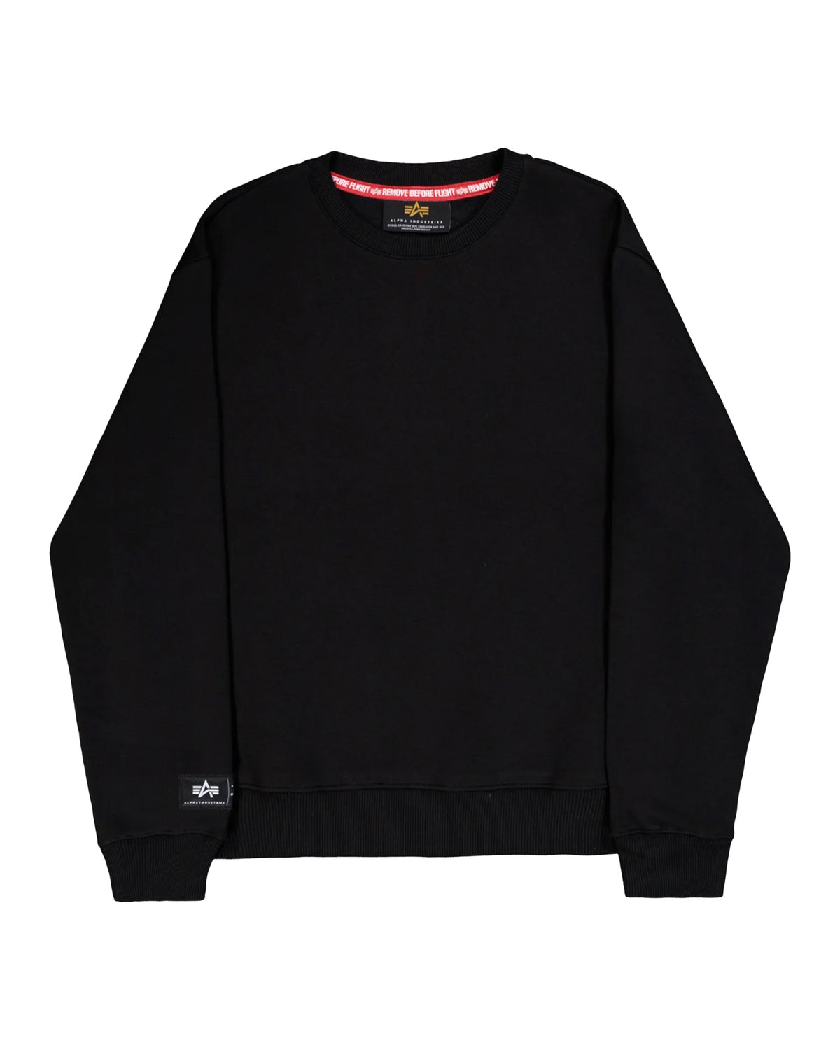 Felpa Uomo Alpha Industries Label Sweater Back Print Black