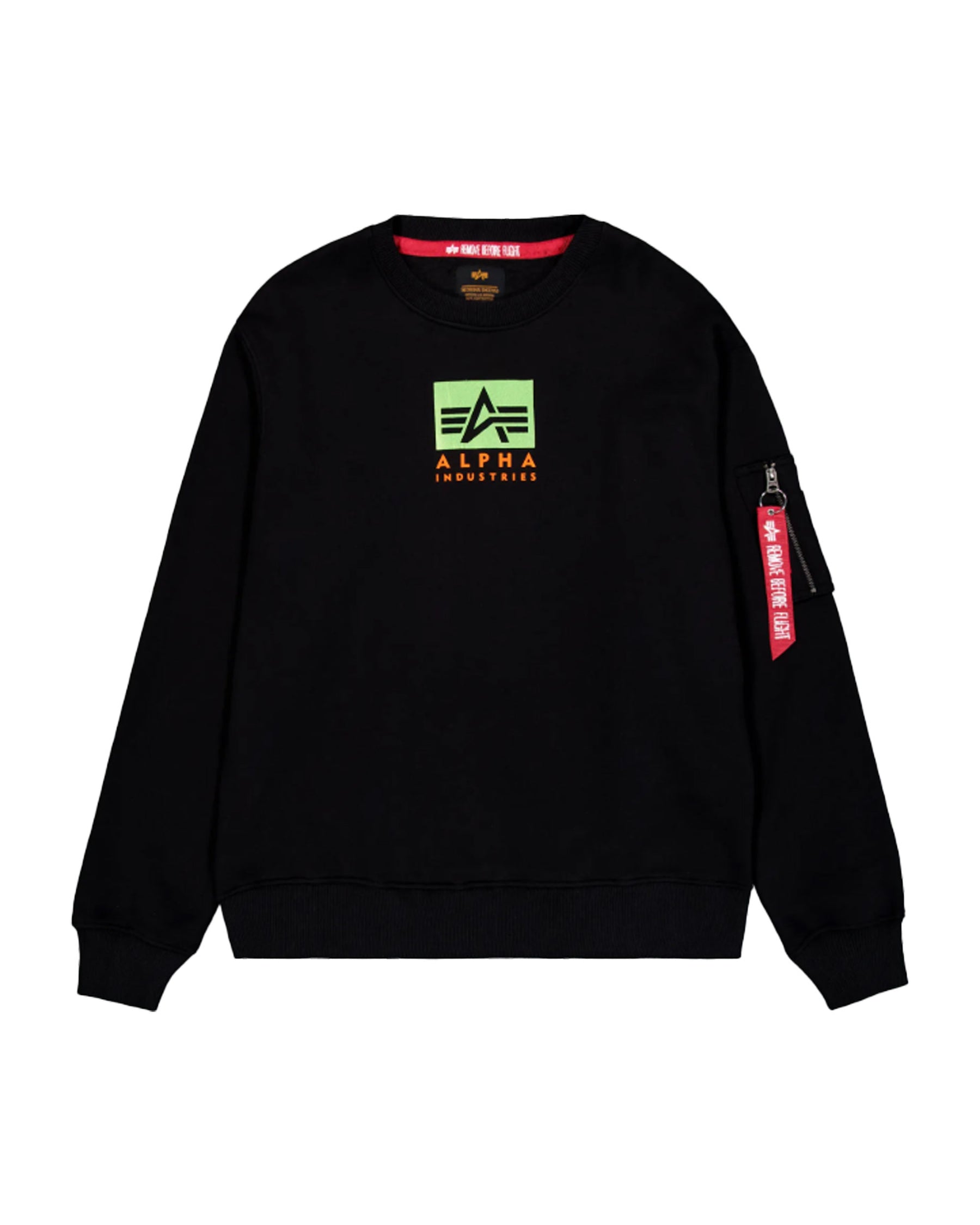 Felpa Uomo Alpha Industries Satin Logo Sweater Nero