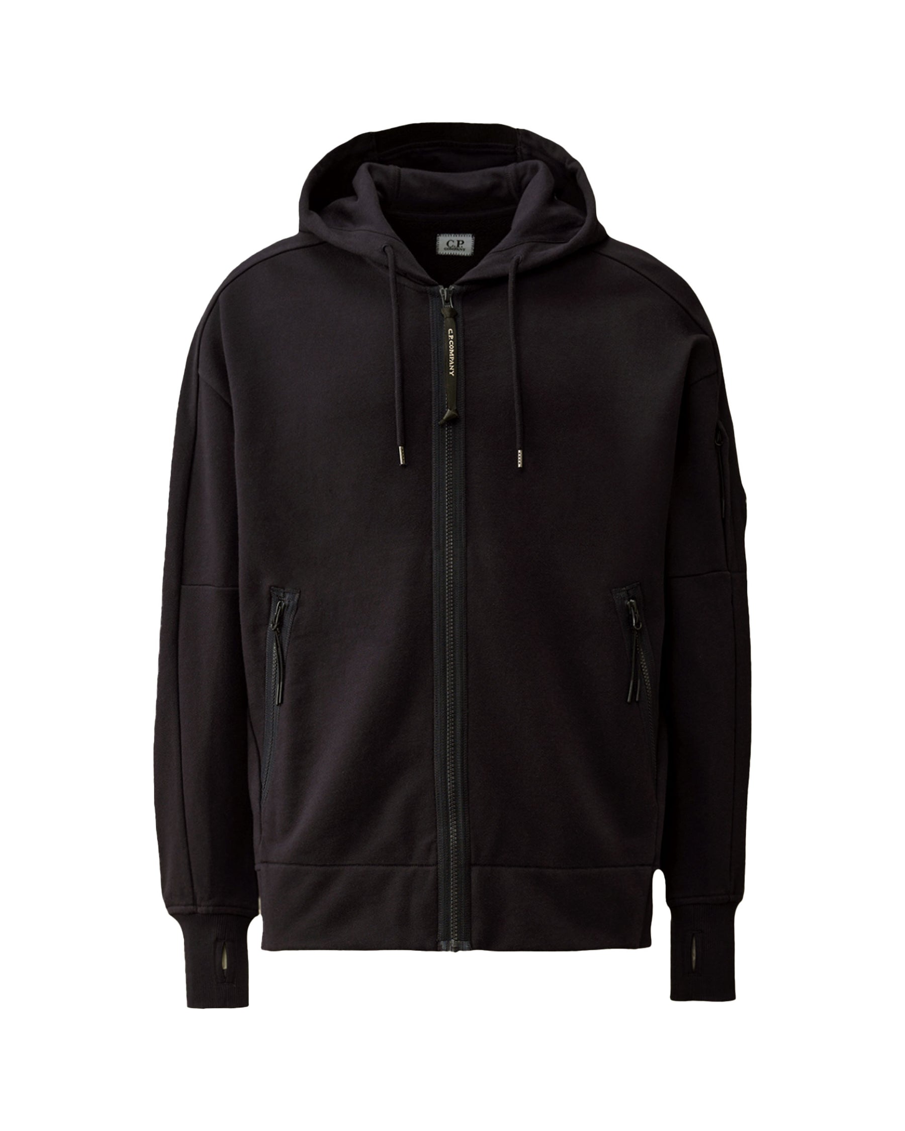 Felpa Uomo CP Company Diagonal Raised Fleece Full Zip Hooded Sweatshirt Total Eclipse Blu