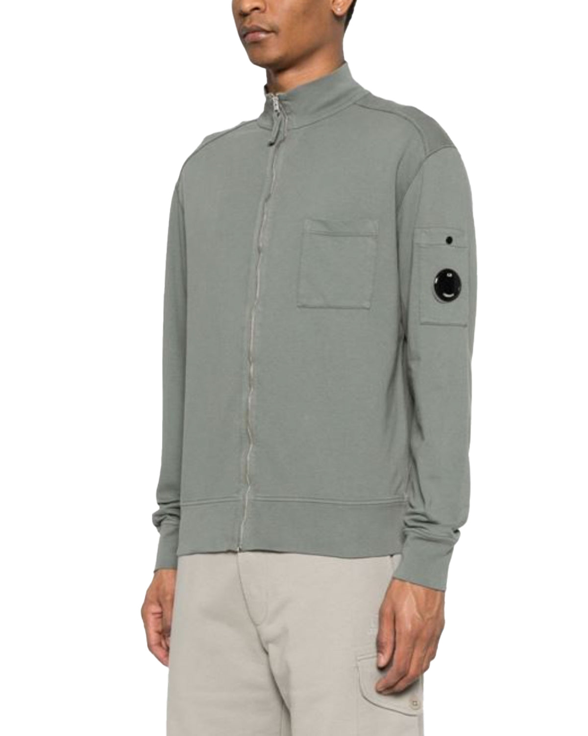 Felpa Uomo CP Company Full Zip Pocket Verde