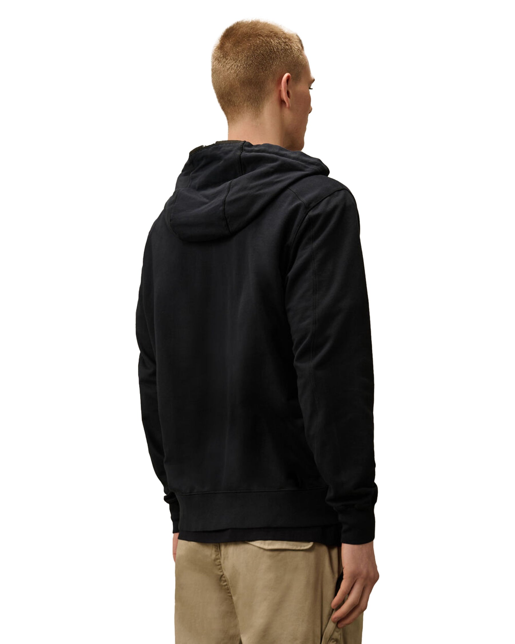 Felpa Uomo CP Company Light Fleece Full Zip Hooded Sweatshirt Total Eclipse Blu