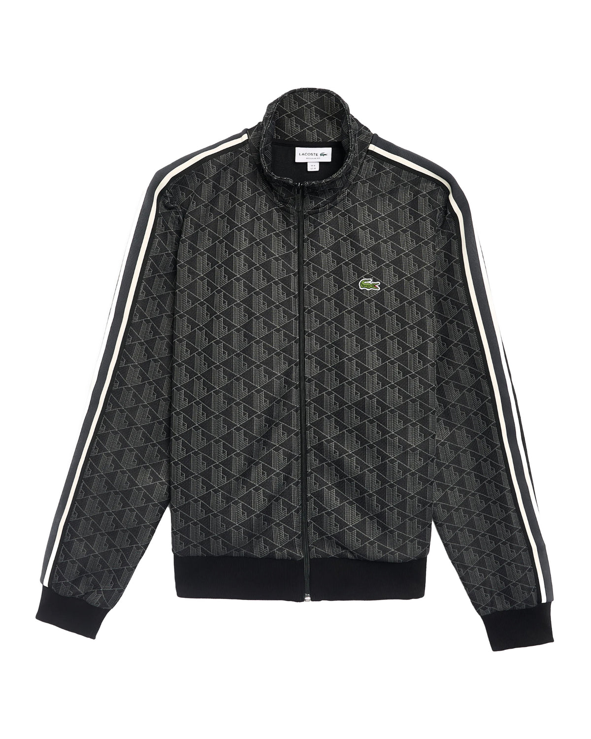 Man Sweatshirt Full Zip Lacoste Monogram Black-Grey