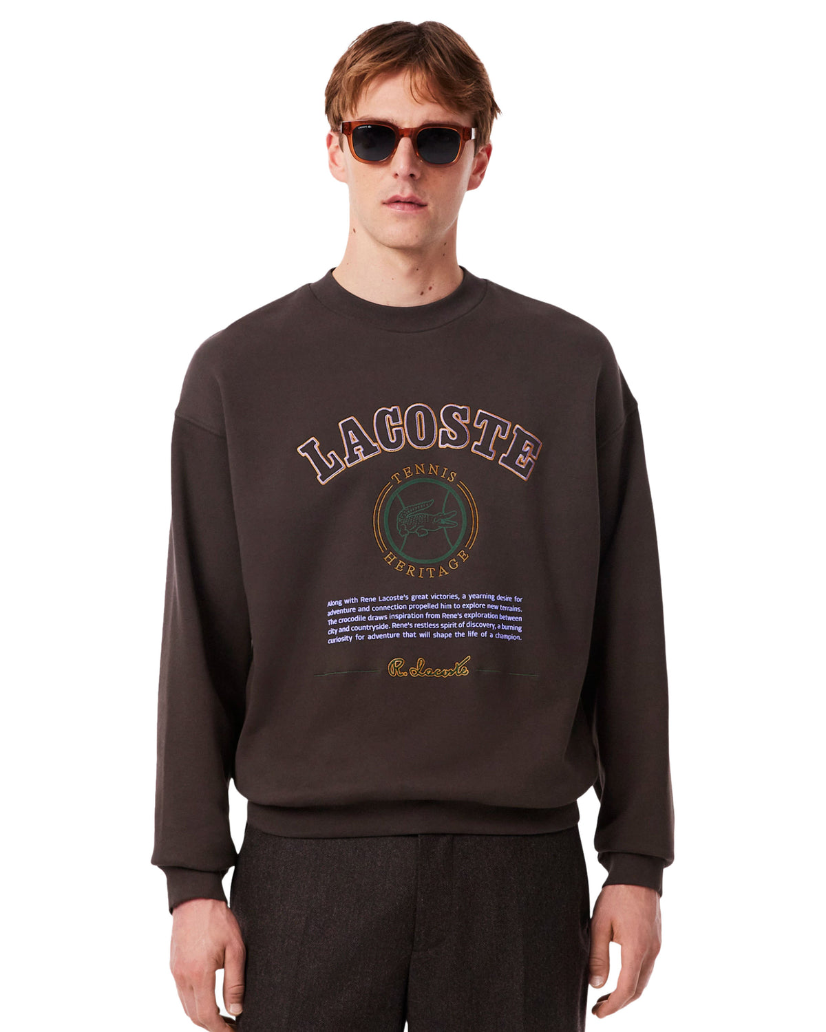 Felpa Uomo Lacoste Heritage Marrone