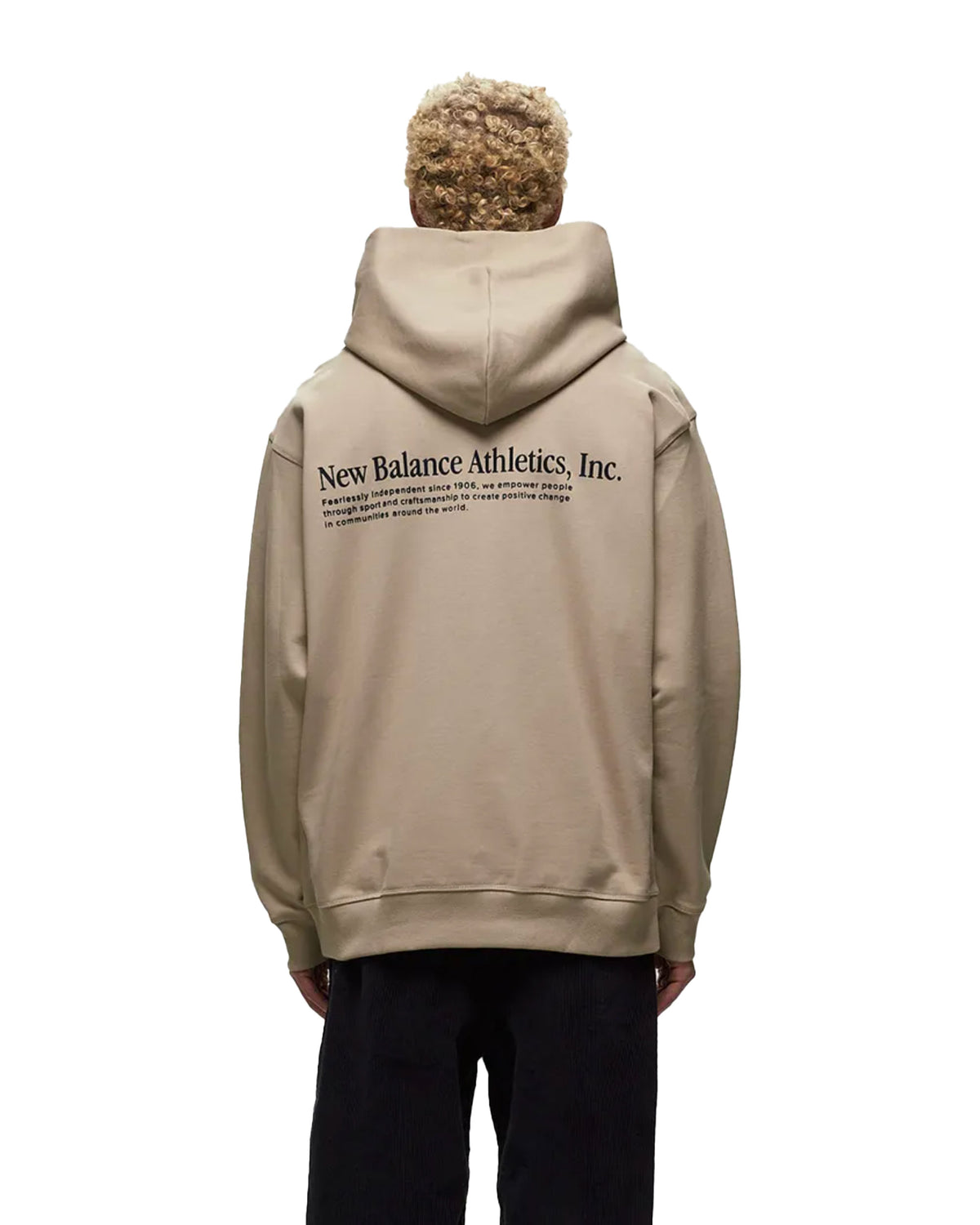 Felpa Uomo New Balance Athletics Embroidered Relaxed Hoodie Beige