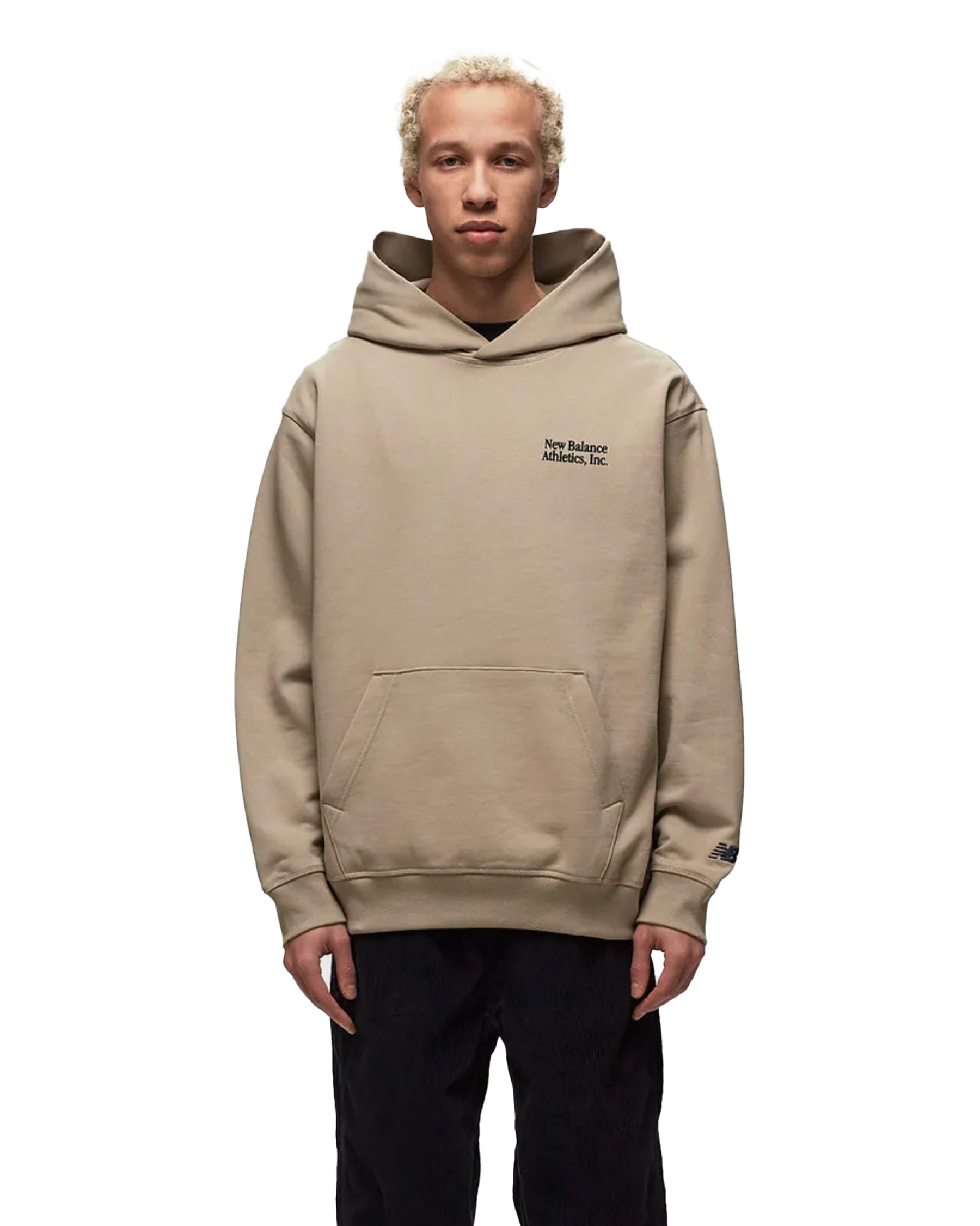 Felpa Uomo New Balance Athletics Embroidered Relaxed Hoodie Beige