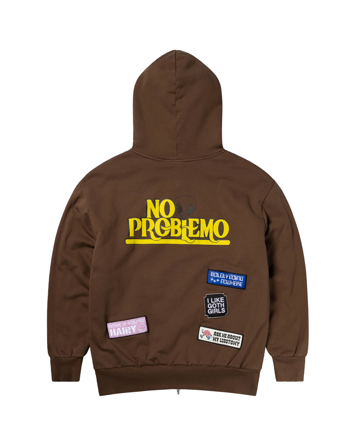 No Problemo Sticker Zip Thru Hoodie Brown