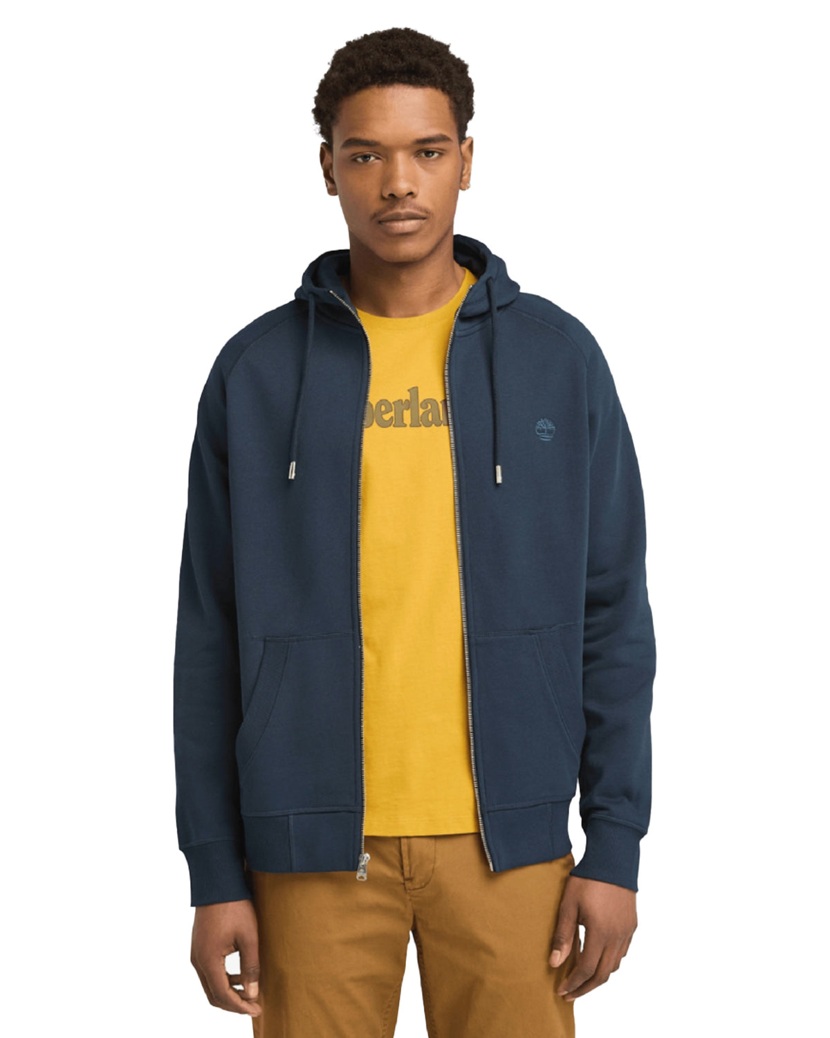 Man's Timberland Exeter River Brushed Back Full Zip Hoodie Dark Sapphire Blue