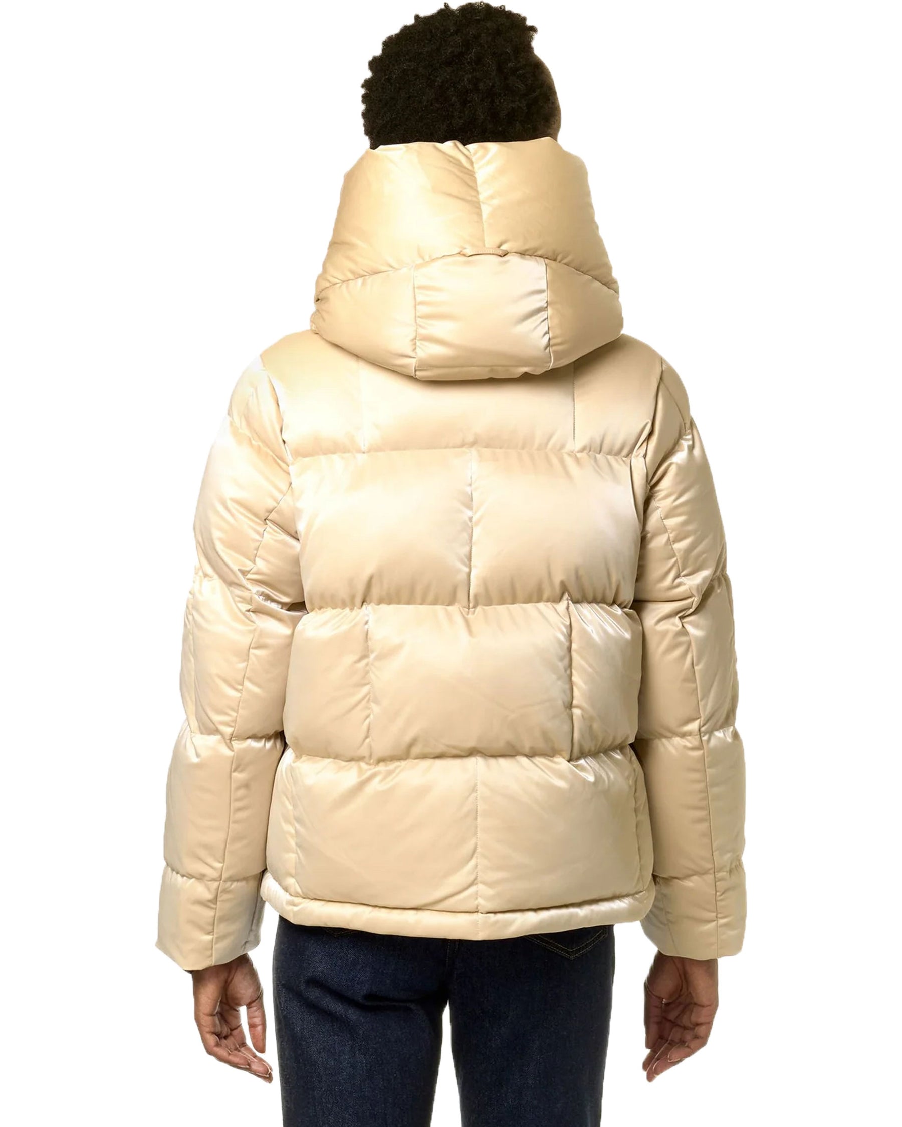 Woman's Jacket K-Way Brielin Heavy Brick Like Quilted Beige