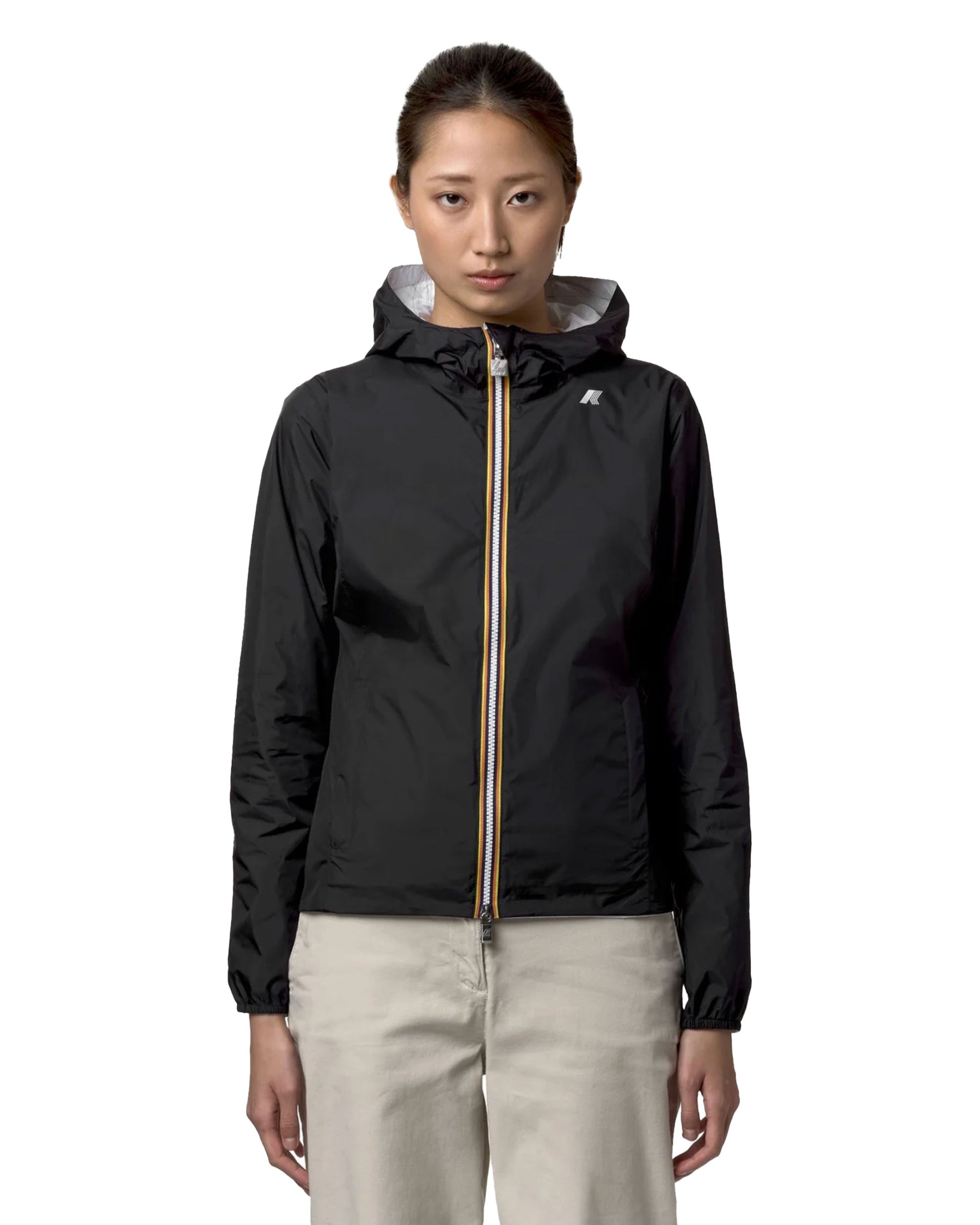 Woman's Jacket K-Way Lily Eco Plus Double Black White