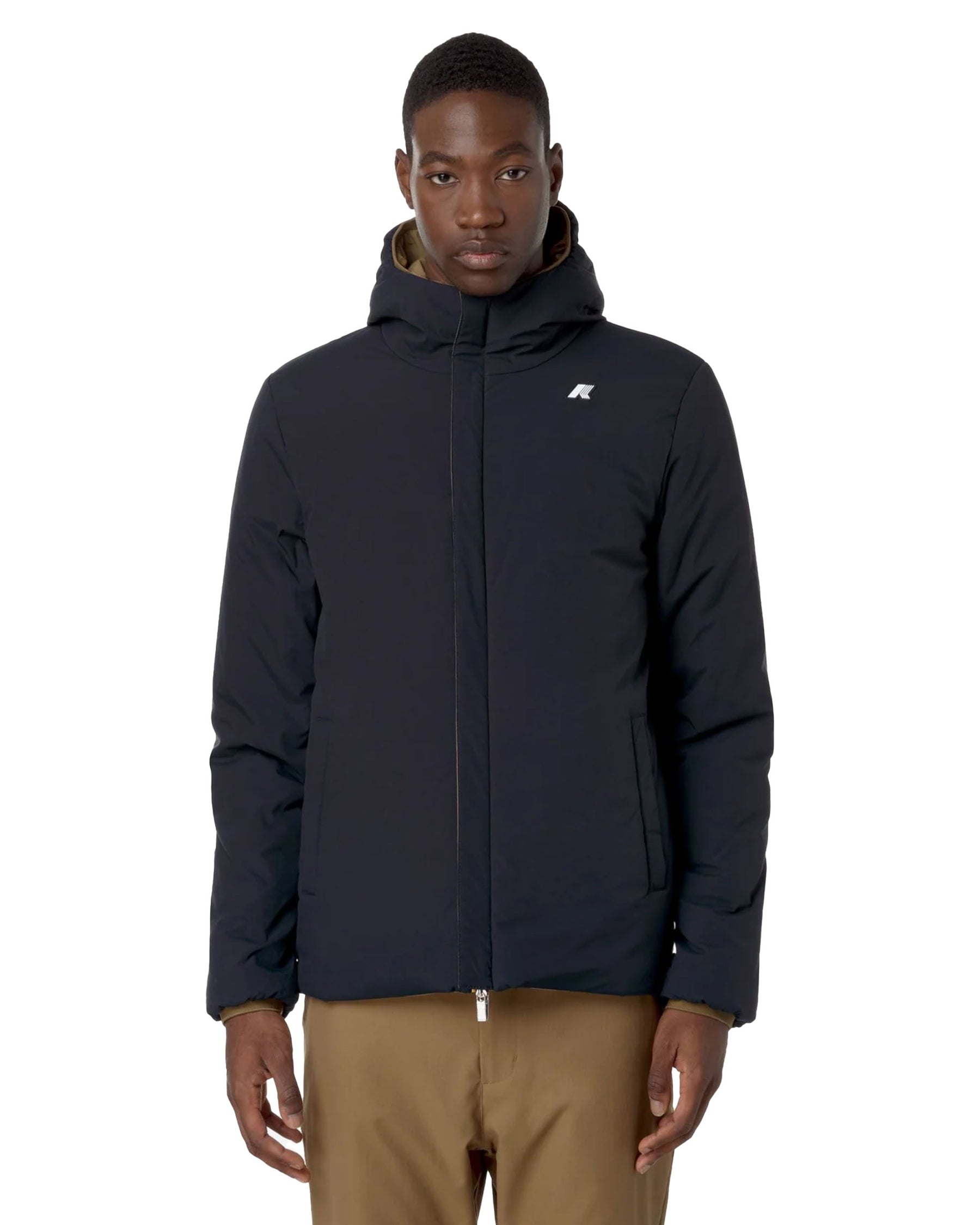 Man Jacket K-Way Jack St Warm Double Brown Corda-Blue