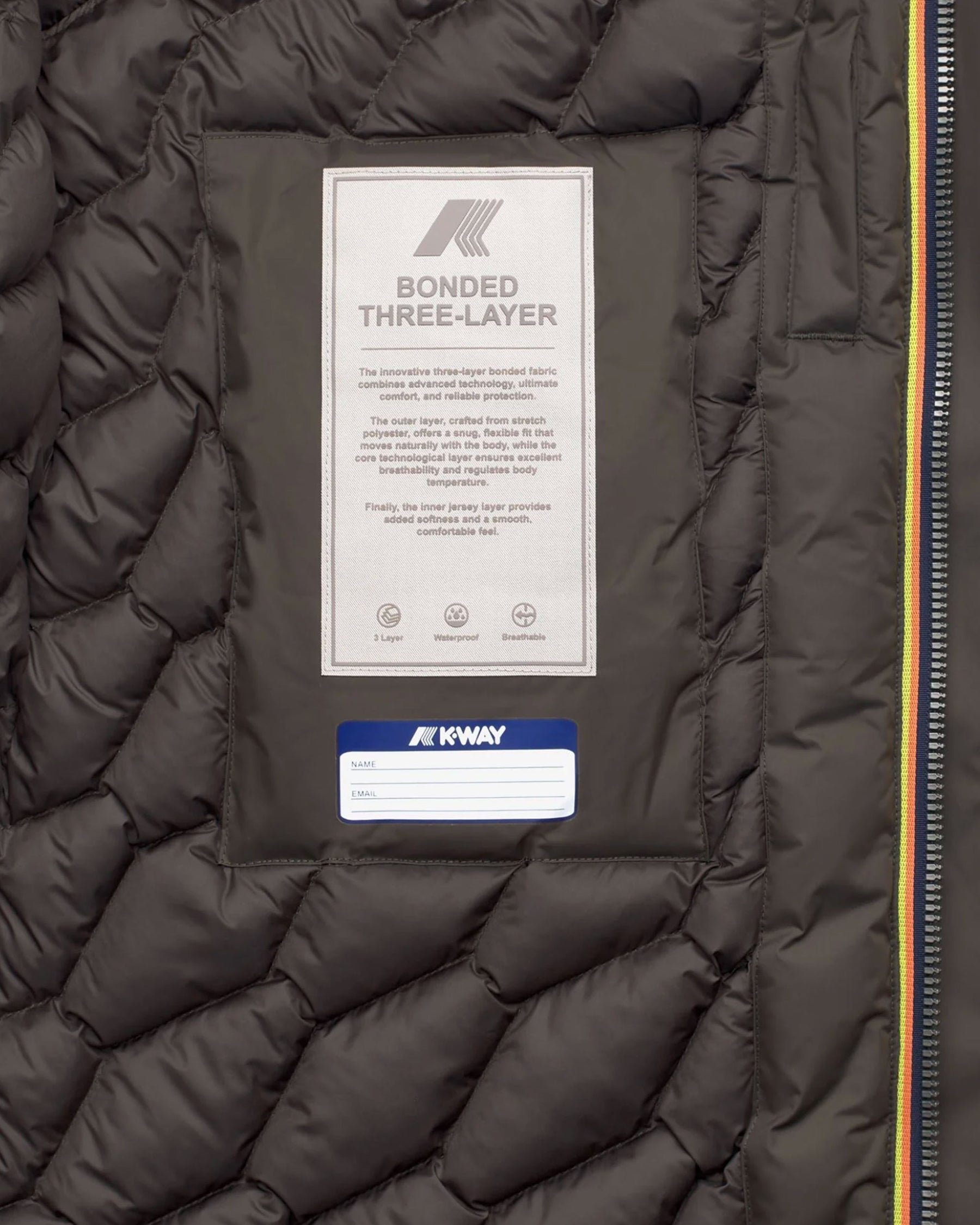 Giacca Uomo K-Way Thomal Bonded Padded Marrone