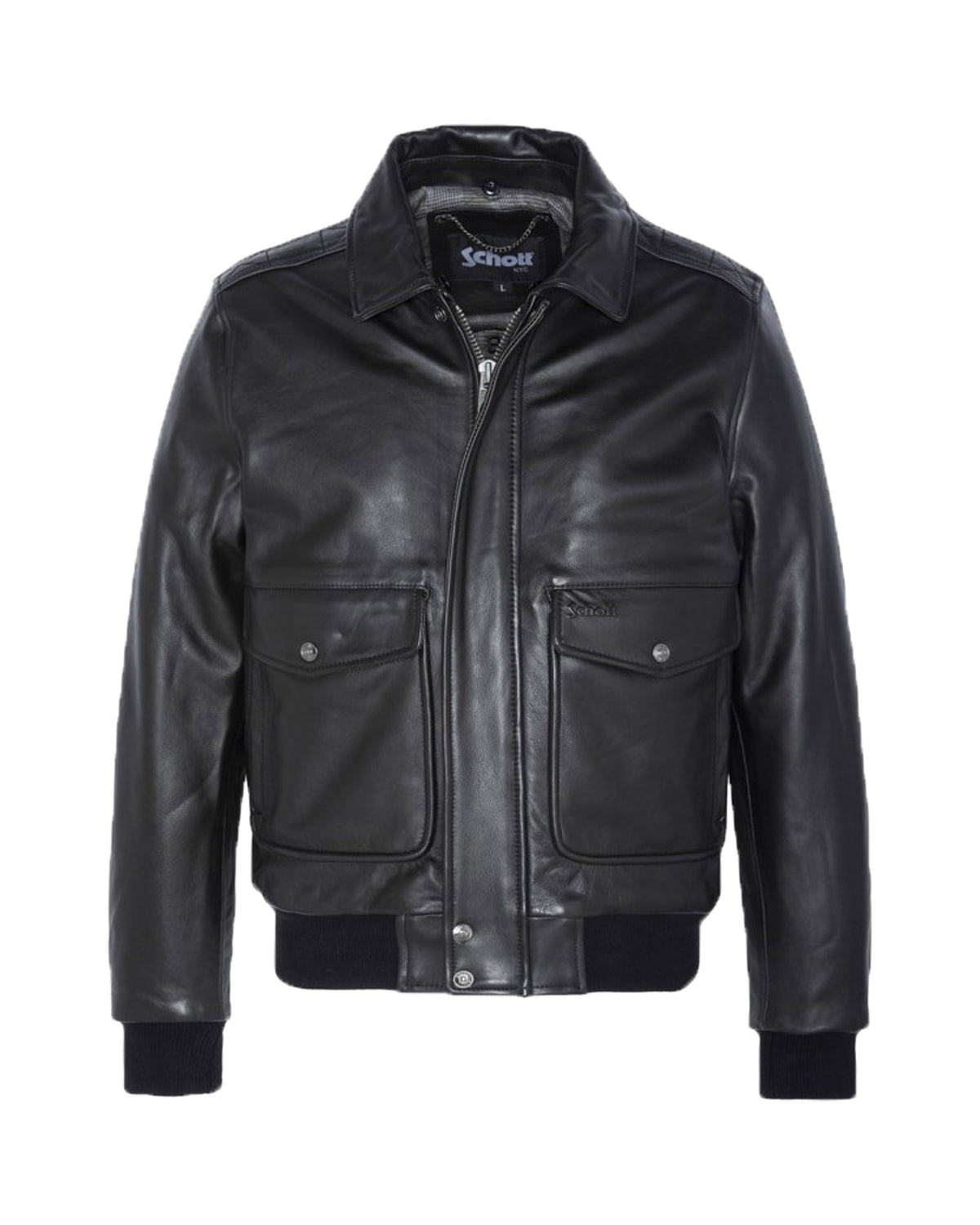 Giacca Uomo Schott Nyc In Pelle Nera Pilot