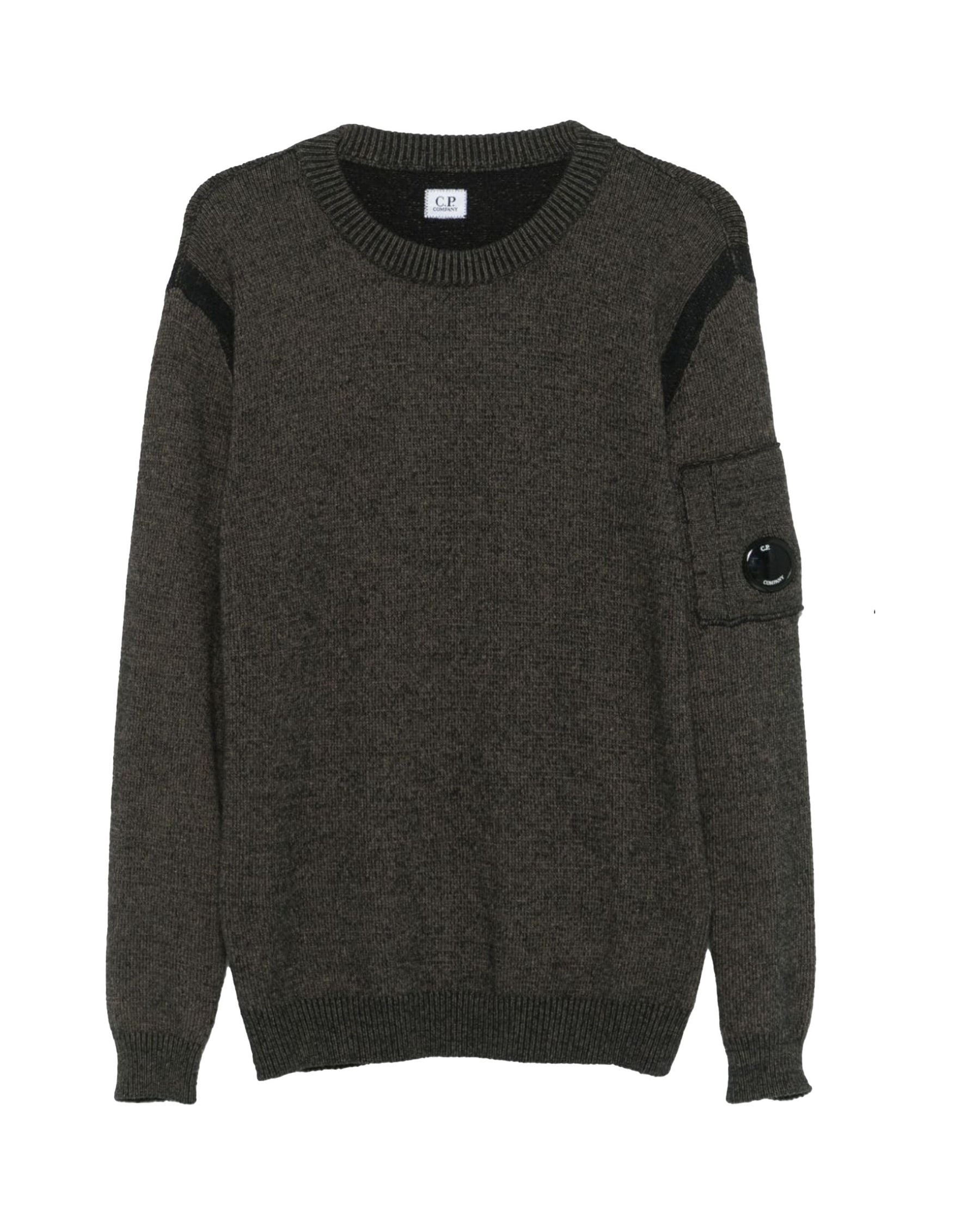 CP Company Knitwear Crew Neck In Fleece Knit Walnut