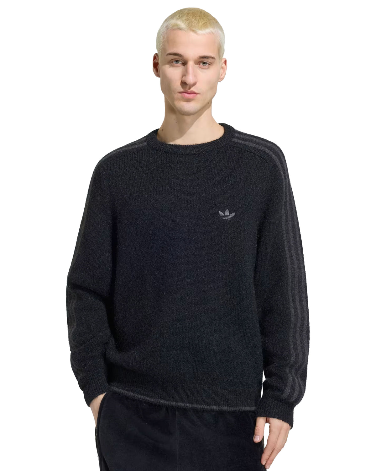 Maglione Uomo Adidas 3S Knit Crew Black