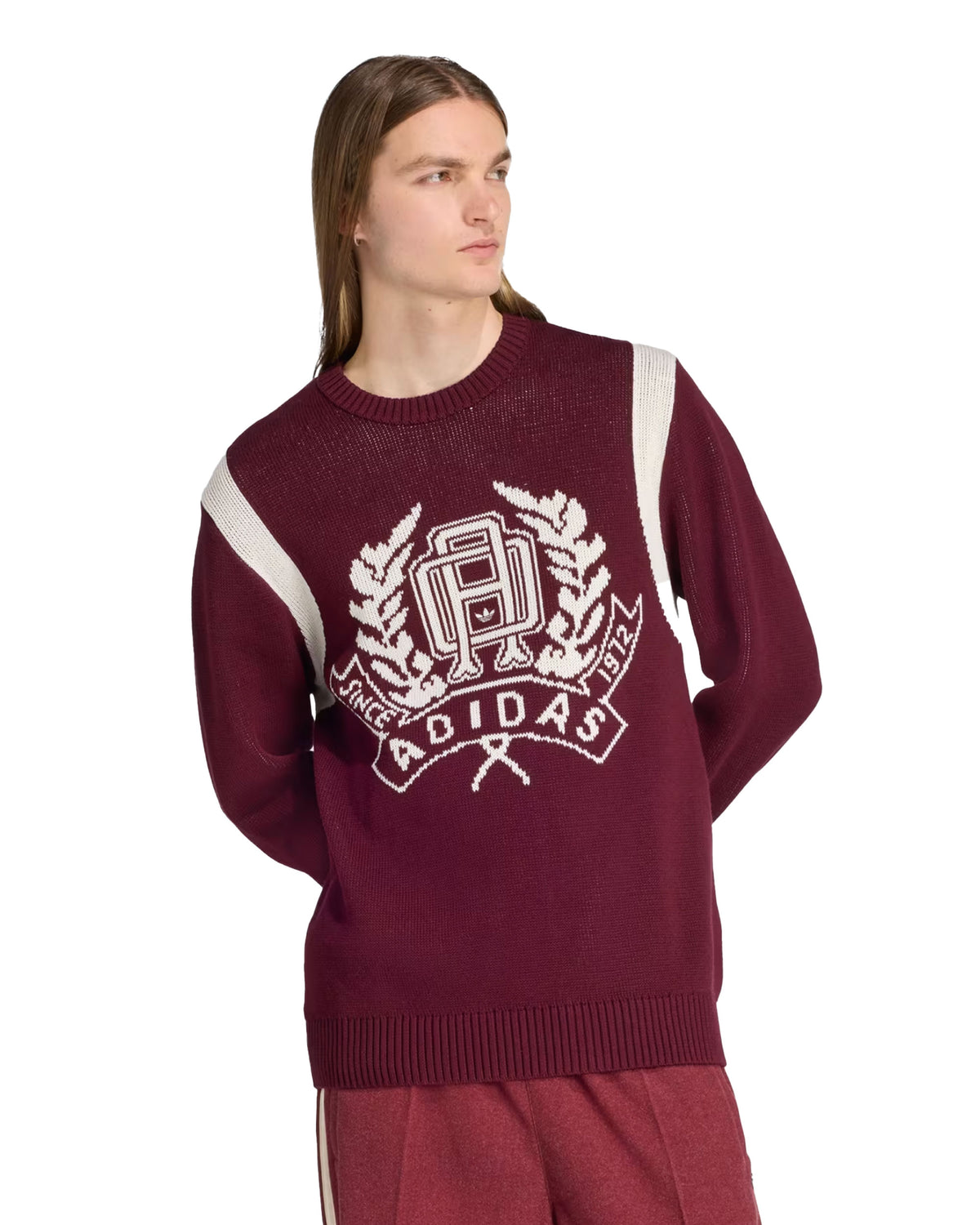 Maglione Uomo Adidas Graphic Reg Jp Maroon