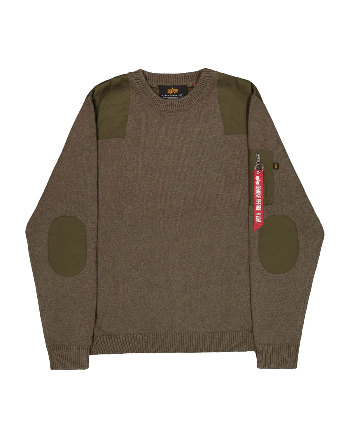 Maglione Uomo Alpha Industries Knitted Utility Sweatshirt Mud Olive