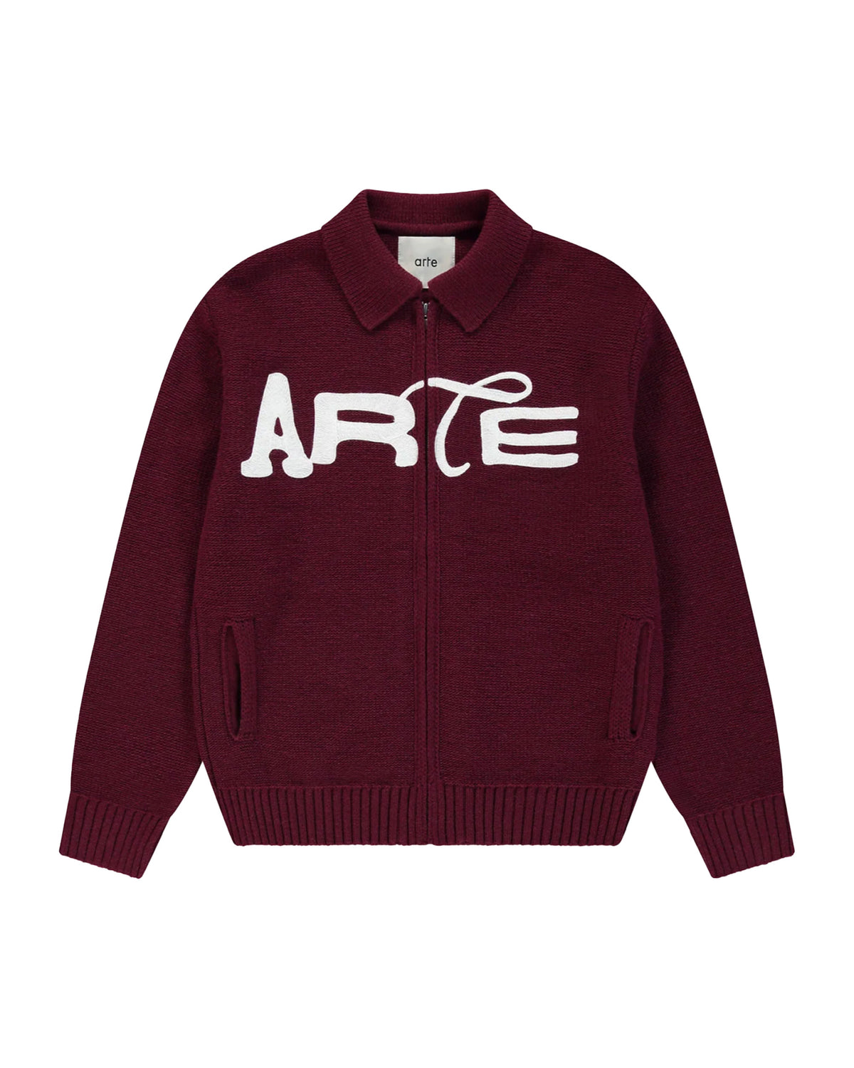 Maglione Uomo Arte Antwerp Stencil Zip Cardigan Bordeaux
