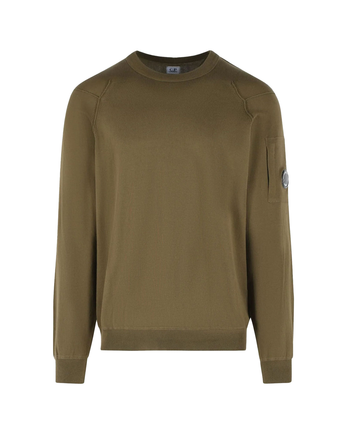 Maglione Uomo CP Company Cotton Sea Island Crewneck Lens Knit Ivy Green
