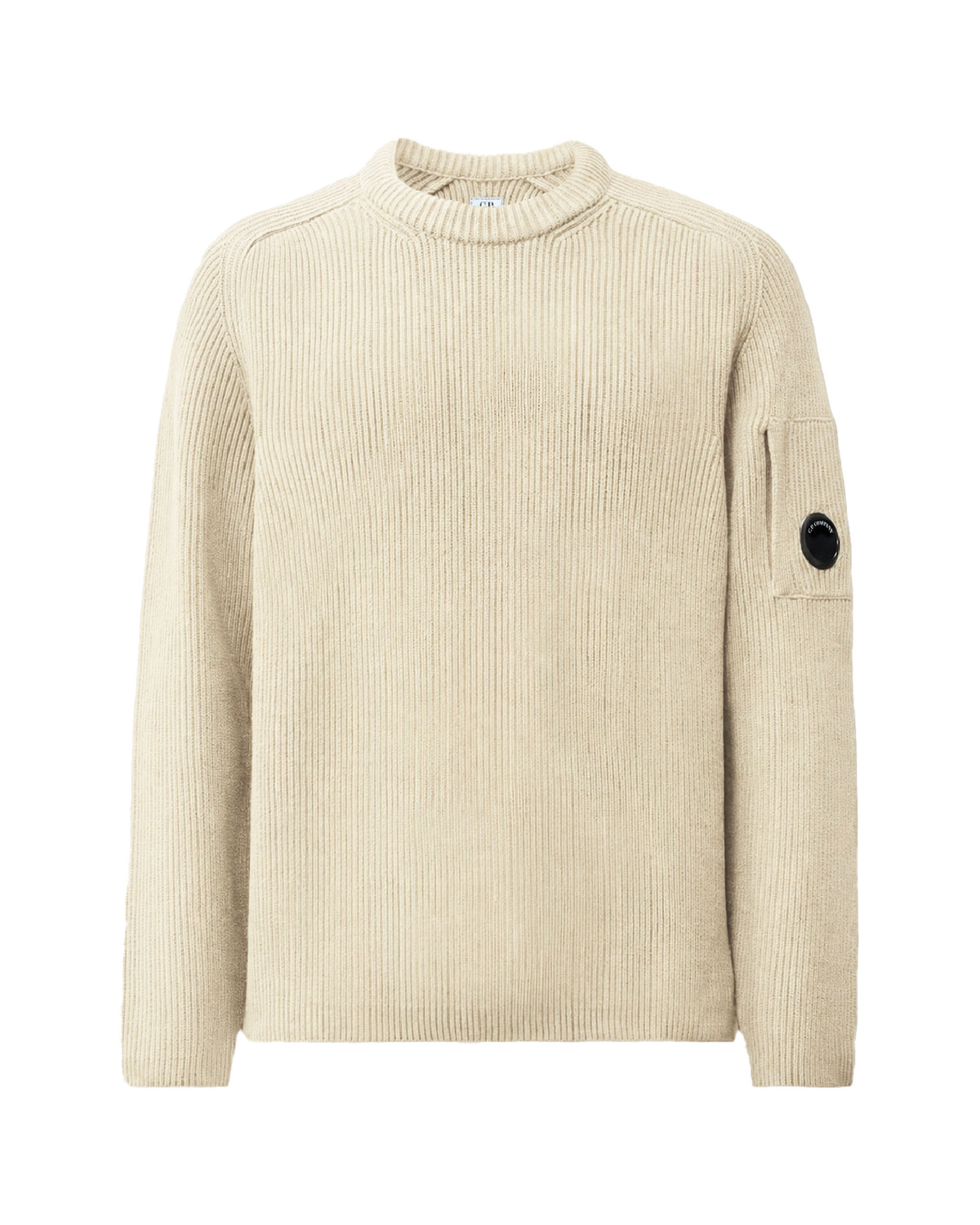 Maglione Uomo CP Company Full Rib Cotton Crewneck Lens Sweater Silver Birch