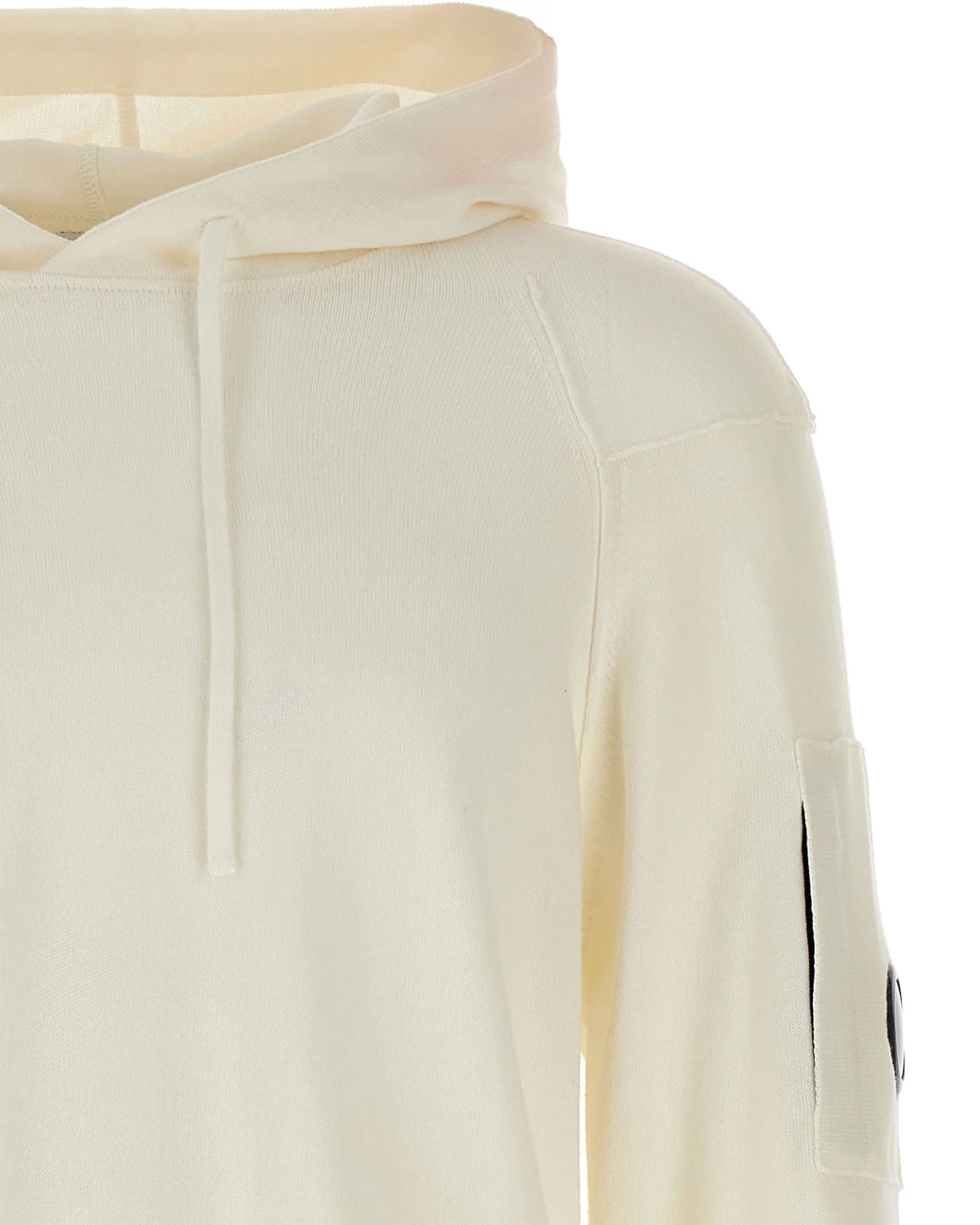 Maglione Uomo CP Company Sea Island Hooded Lens Knit Gauze White