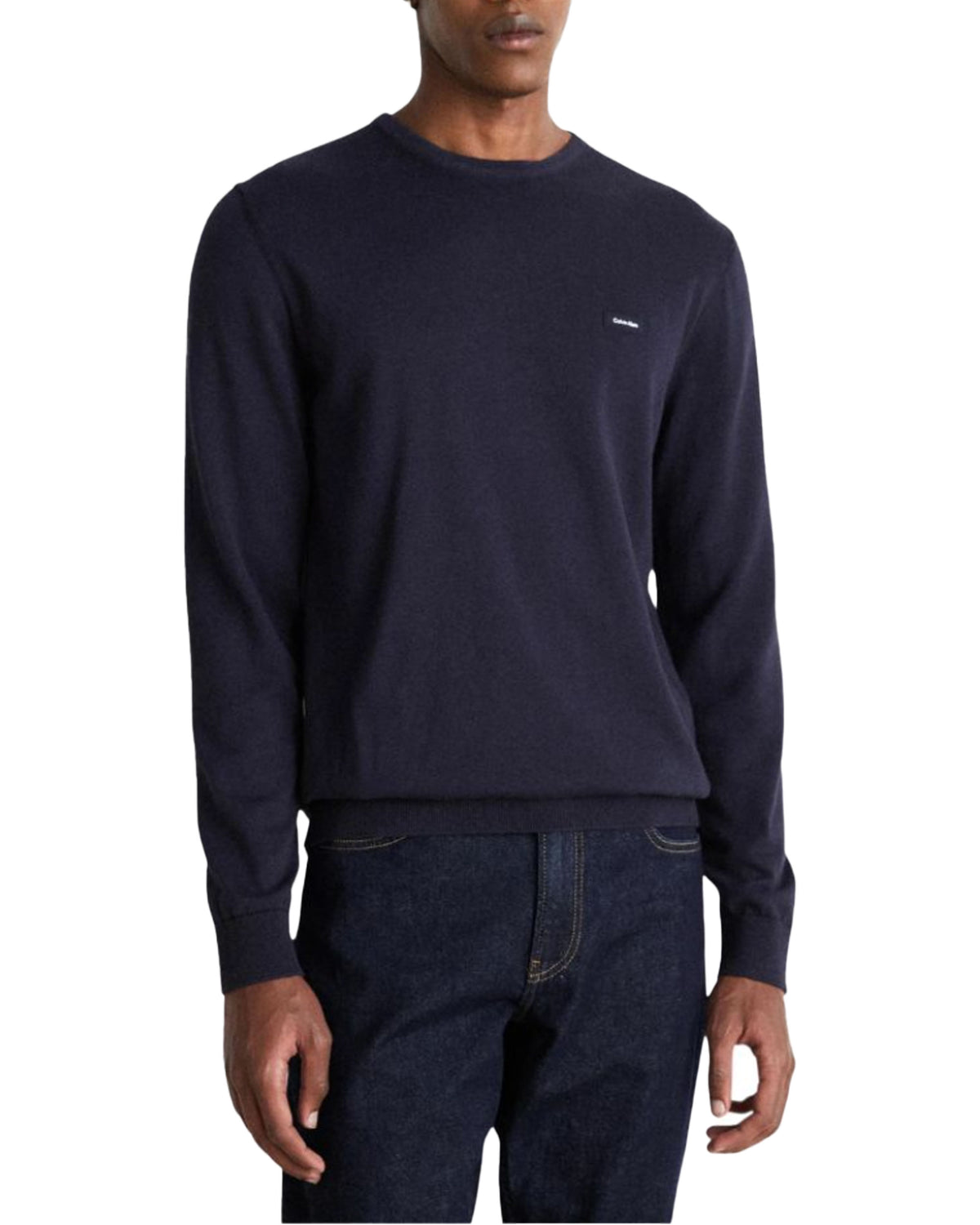 Maglione Uomo Calvin Klein Cotton Silk Blend Cn Sweater Blu
