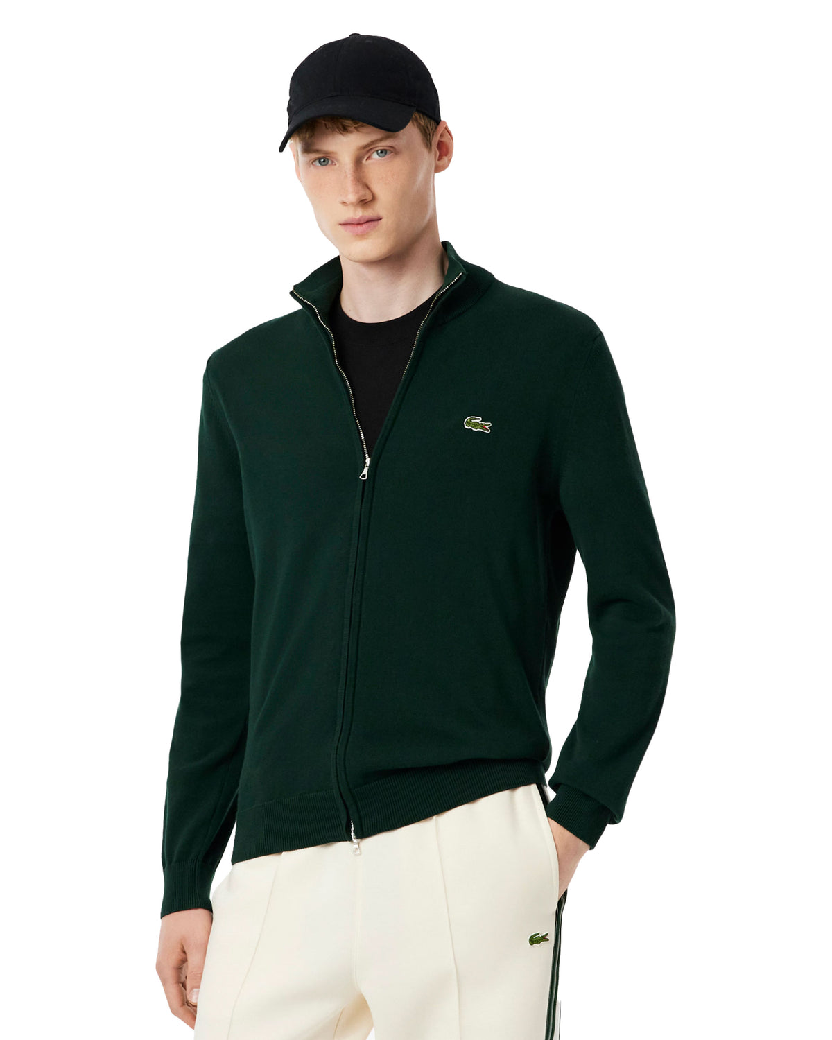 Maglione Uomo Lacoste Full Zip Verde Scuro