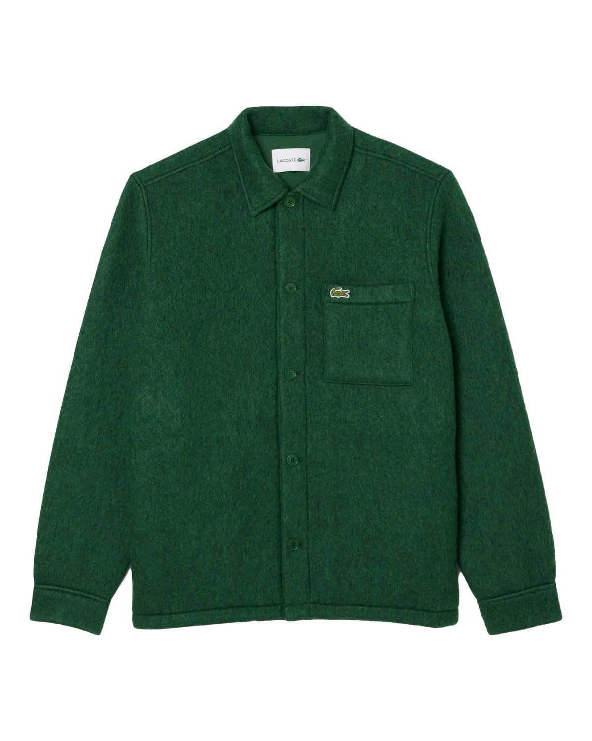 Overshirt Uomo Lacoste In Feltro Misto Lana Verde