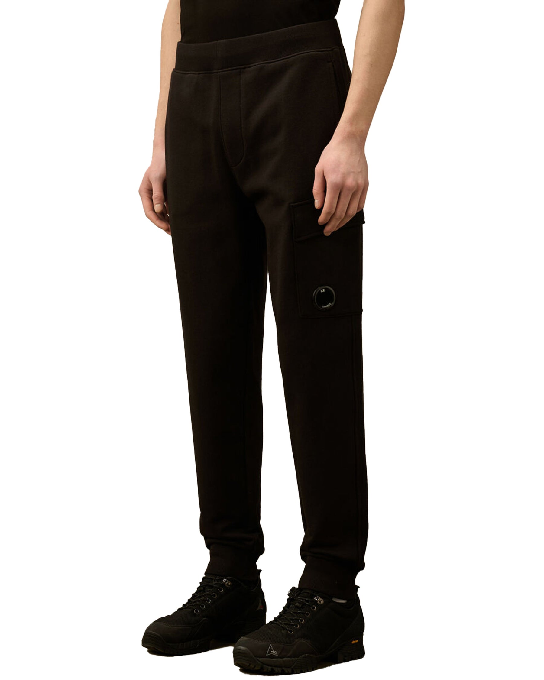 CP Company Diagonal Raised Fleece Lens Sweatpants Black