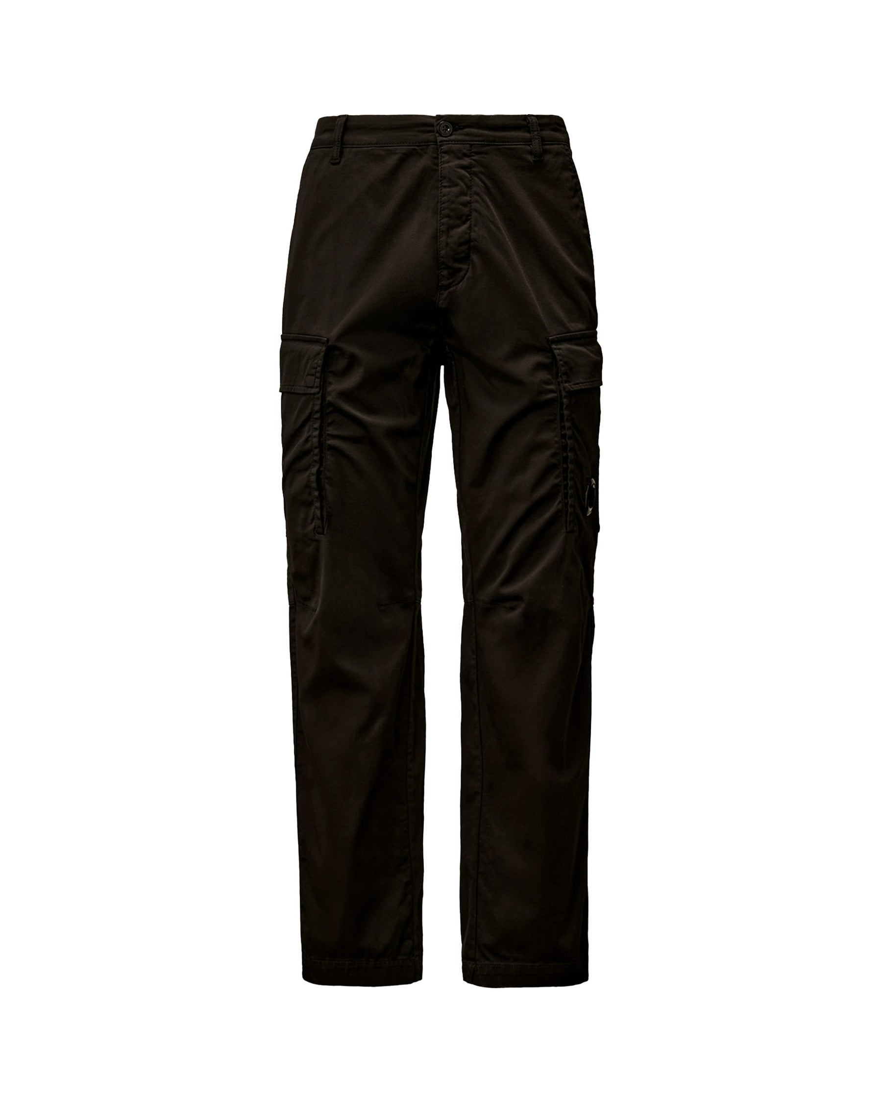 CP Company Sateen Stretch Cargo Logo Pants Black