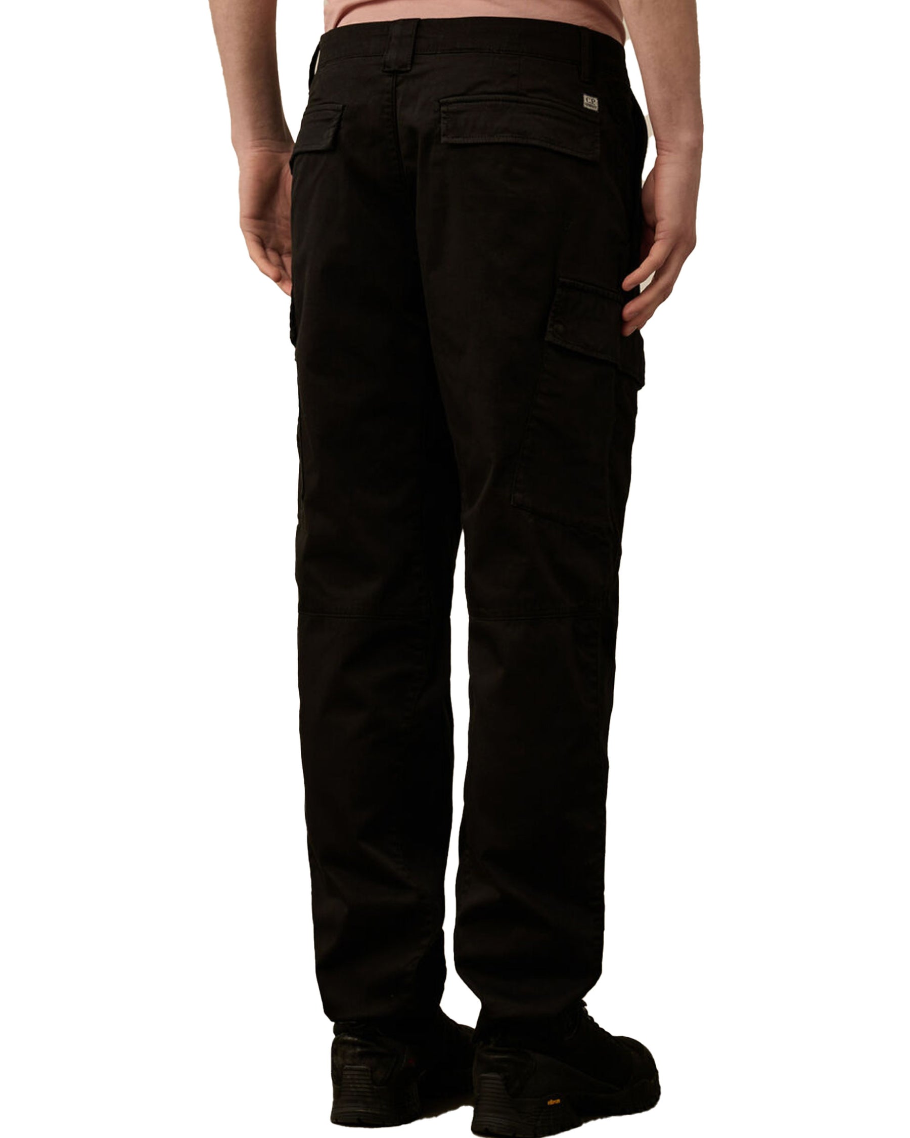 CP Company Sateen Stretch Cargo Logo Pants Black