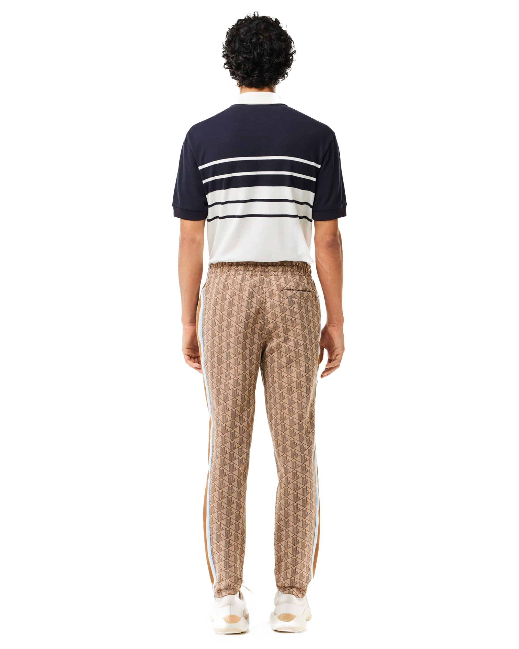 Man Pant Lacoste Monogram Jacquard Sweatpants Beige