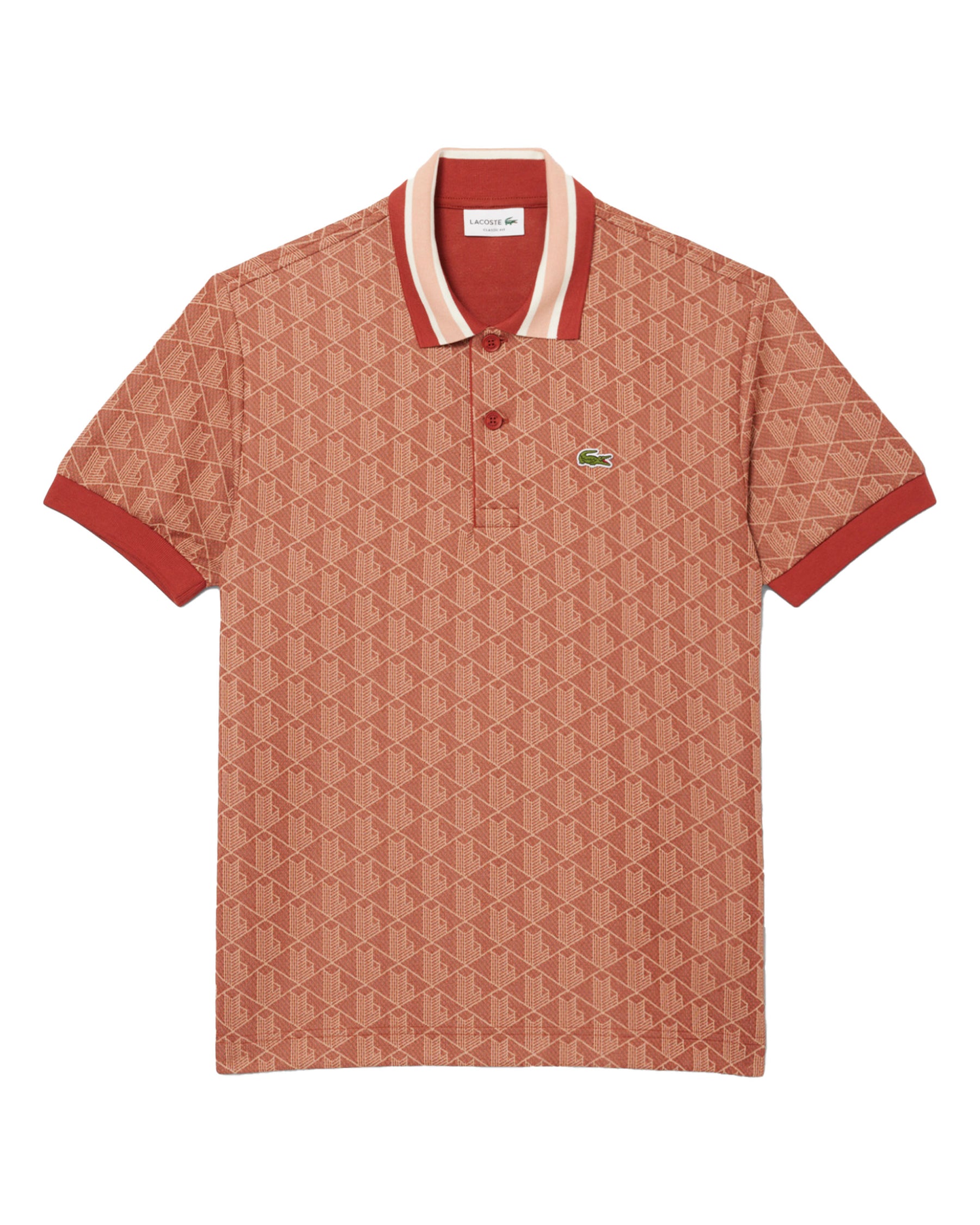 Polo Lacoste Jacquard Monogramma Ruggine