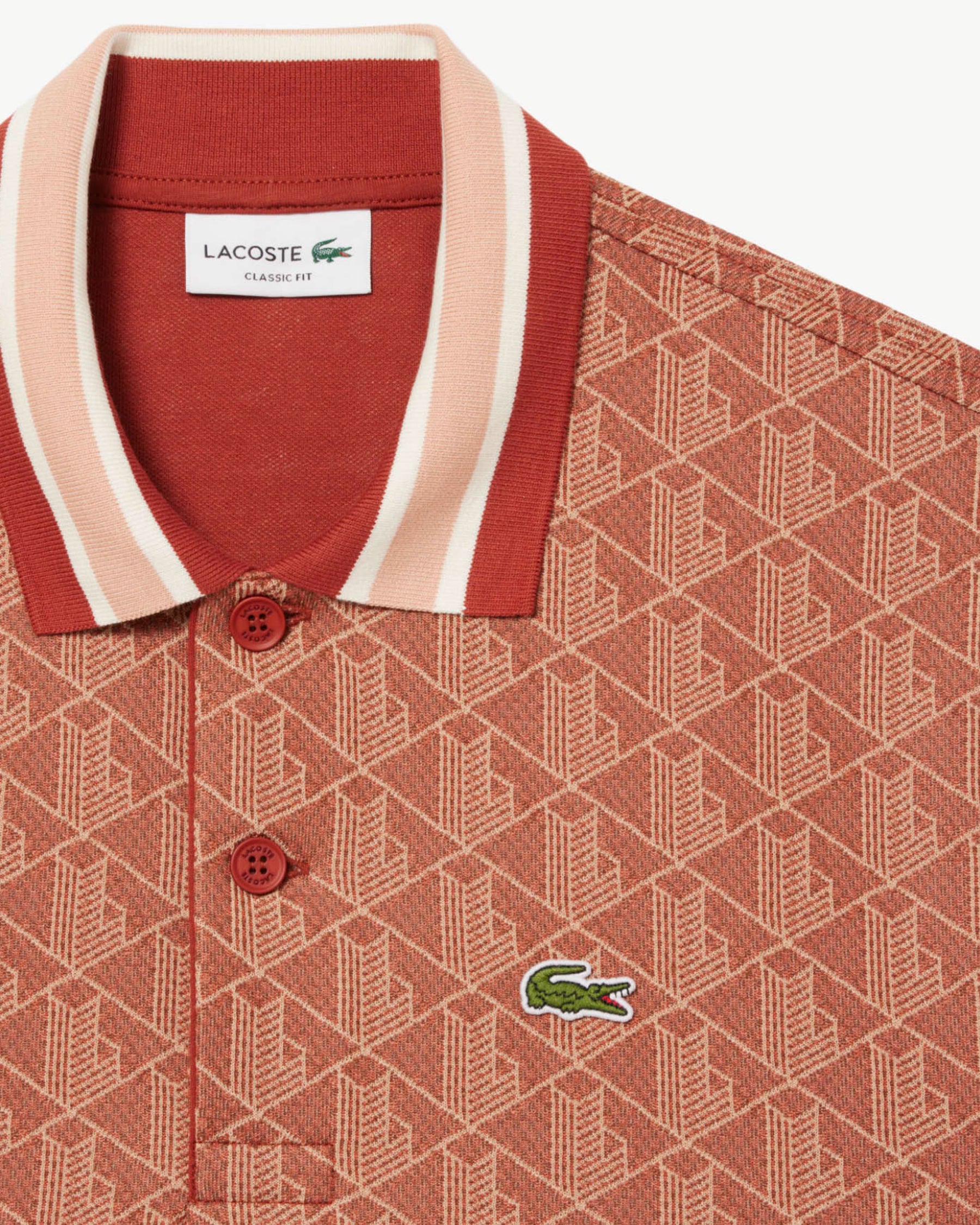 Polo Lacoste Jacquard Monogramma Ruggine