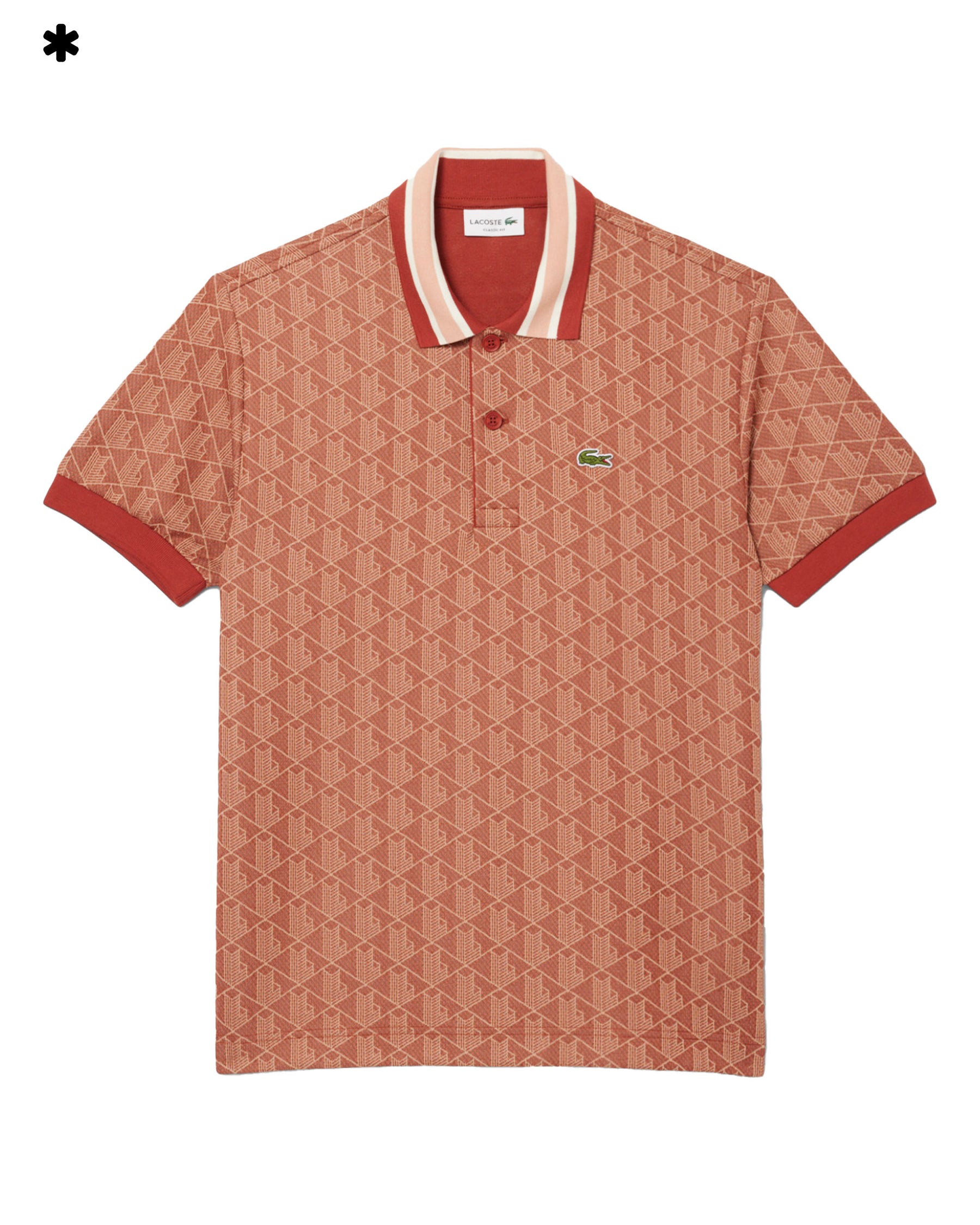Polo Lacoste Jacquard Monogramma Ruggine