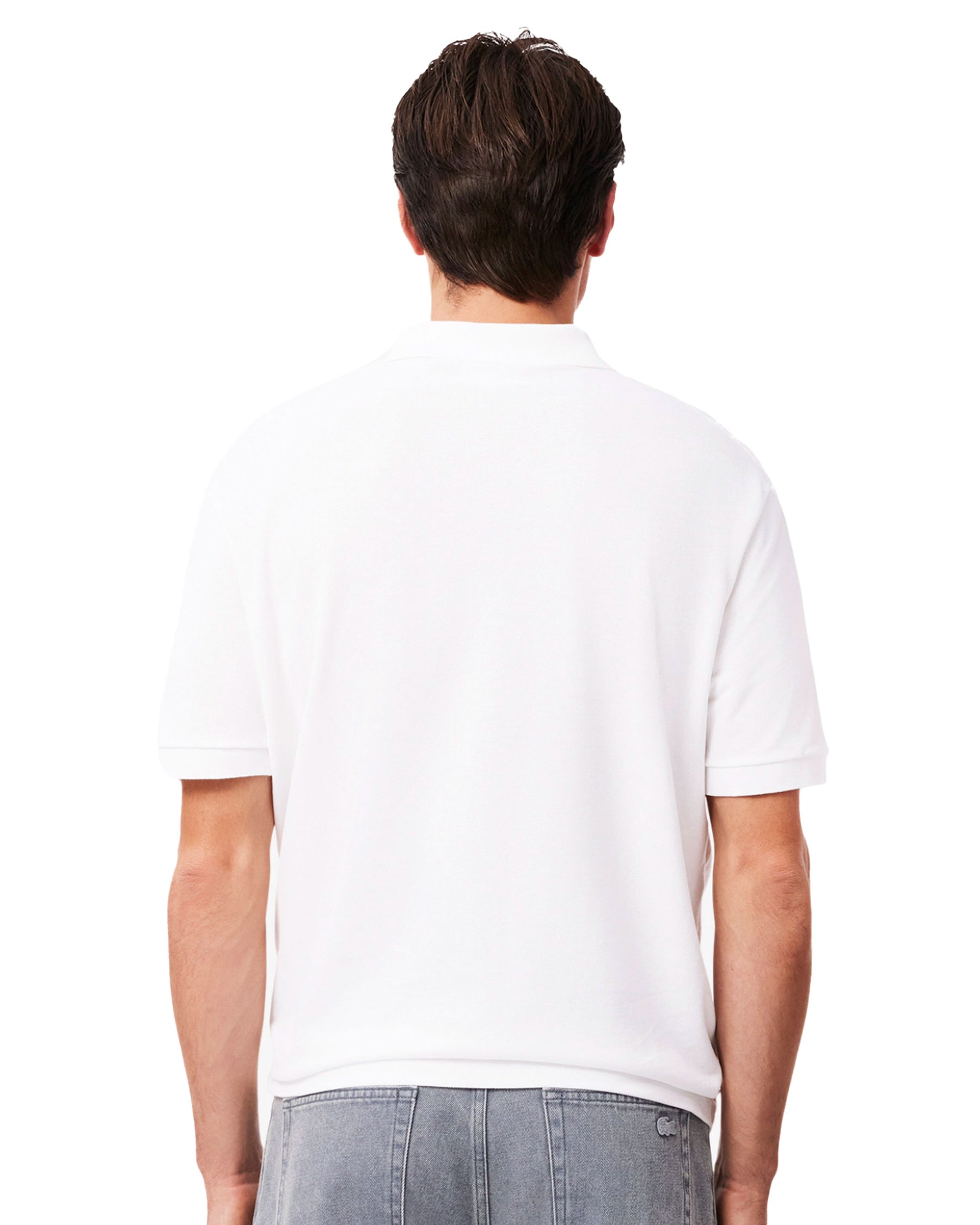 Polo Lacoste Loose Fit Pique Big Logo Bianco