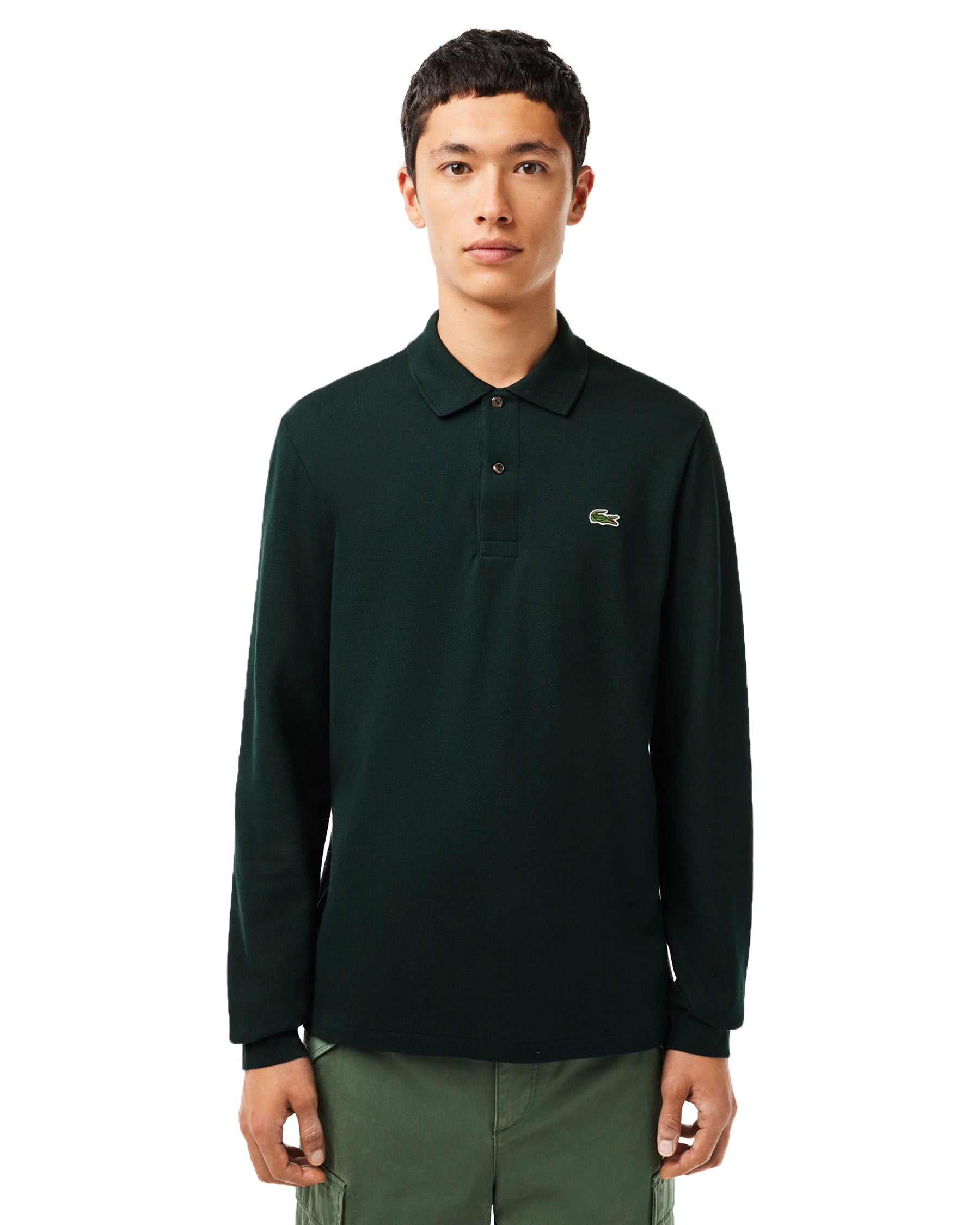 Polo Manica Lunga Uomo Lacoste Verde Scuro