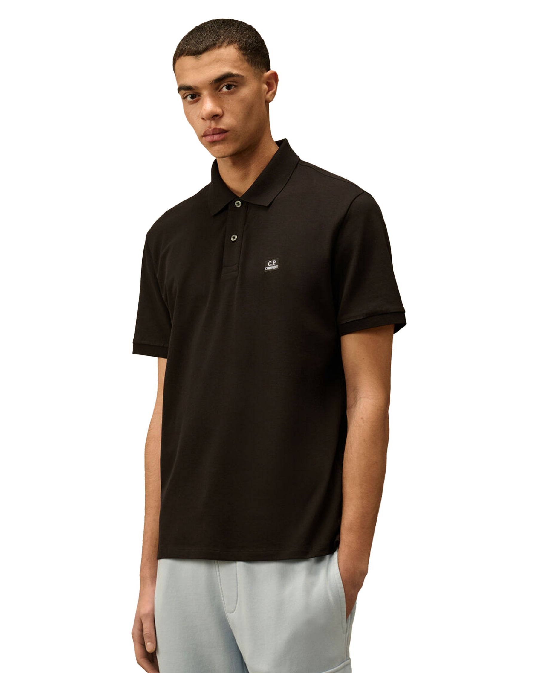 CP Company Stretch Piquet Short Sleeve Polo Black