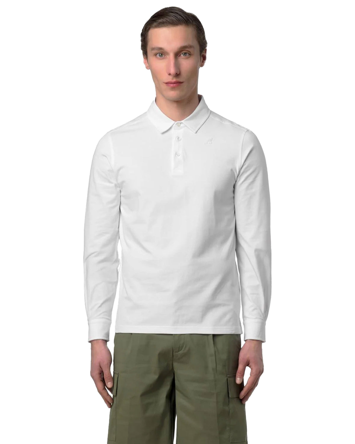 Polo Uomo K-Way Tibor Light Stretch Jersey Bianco