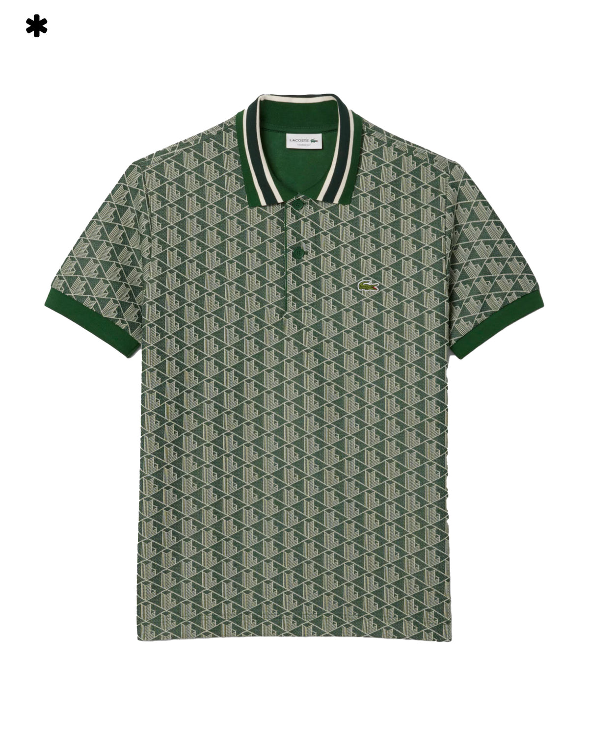 Man's Polo Shirt Lacoste Jacquard Monogram Green