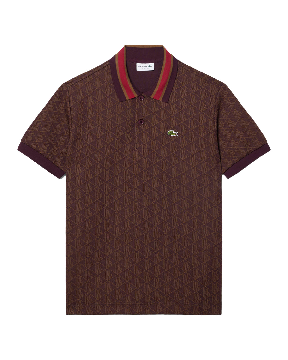 Men's Lacoste Jacquard Monogram Polo Shirt Burgundy
