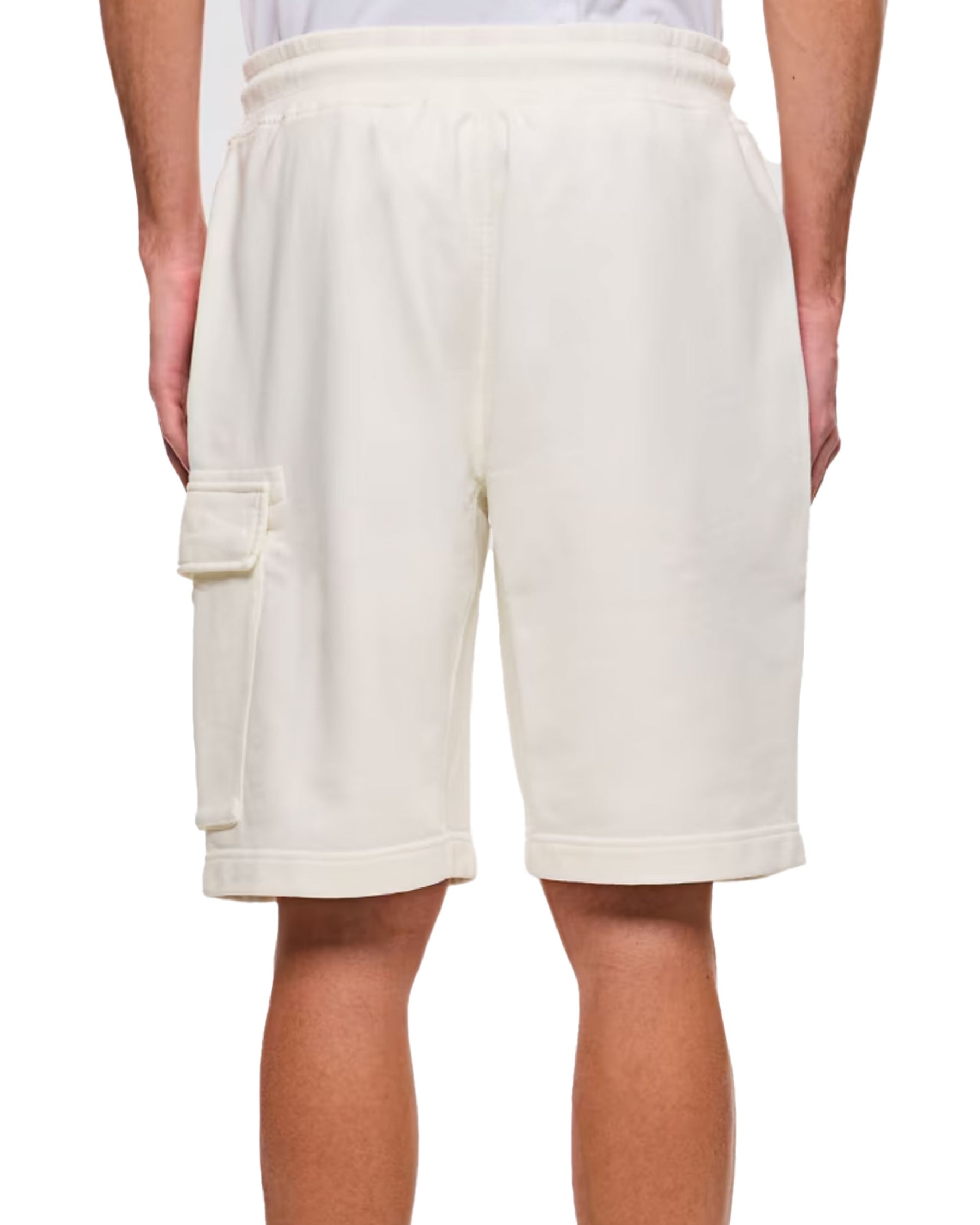 Short Uomo CP Company Cotton Diagonal Fleece Logo Shorts Gauze White